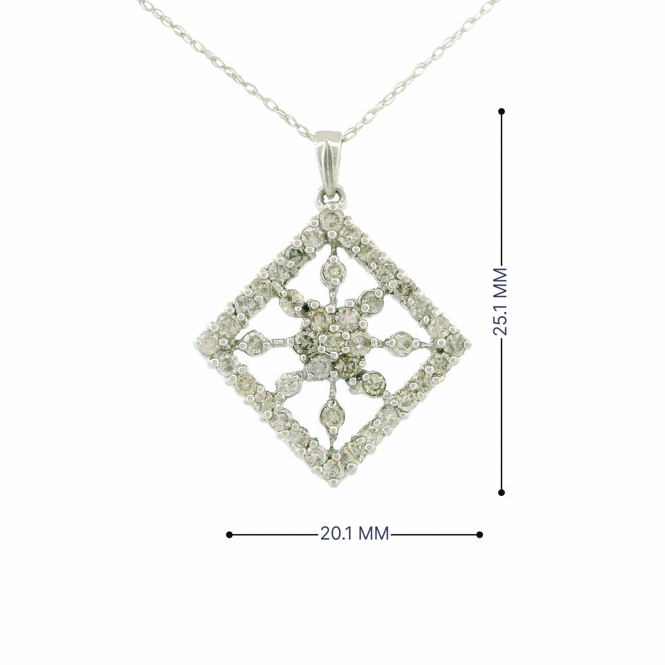 14k White Gold Sun-Inspired Rhombus Charm Necklace