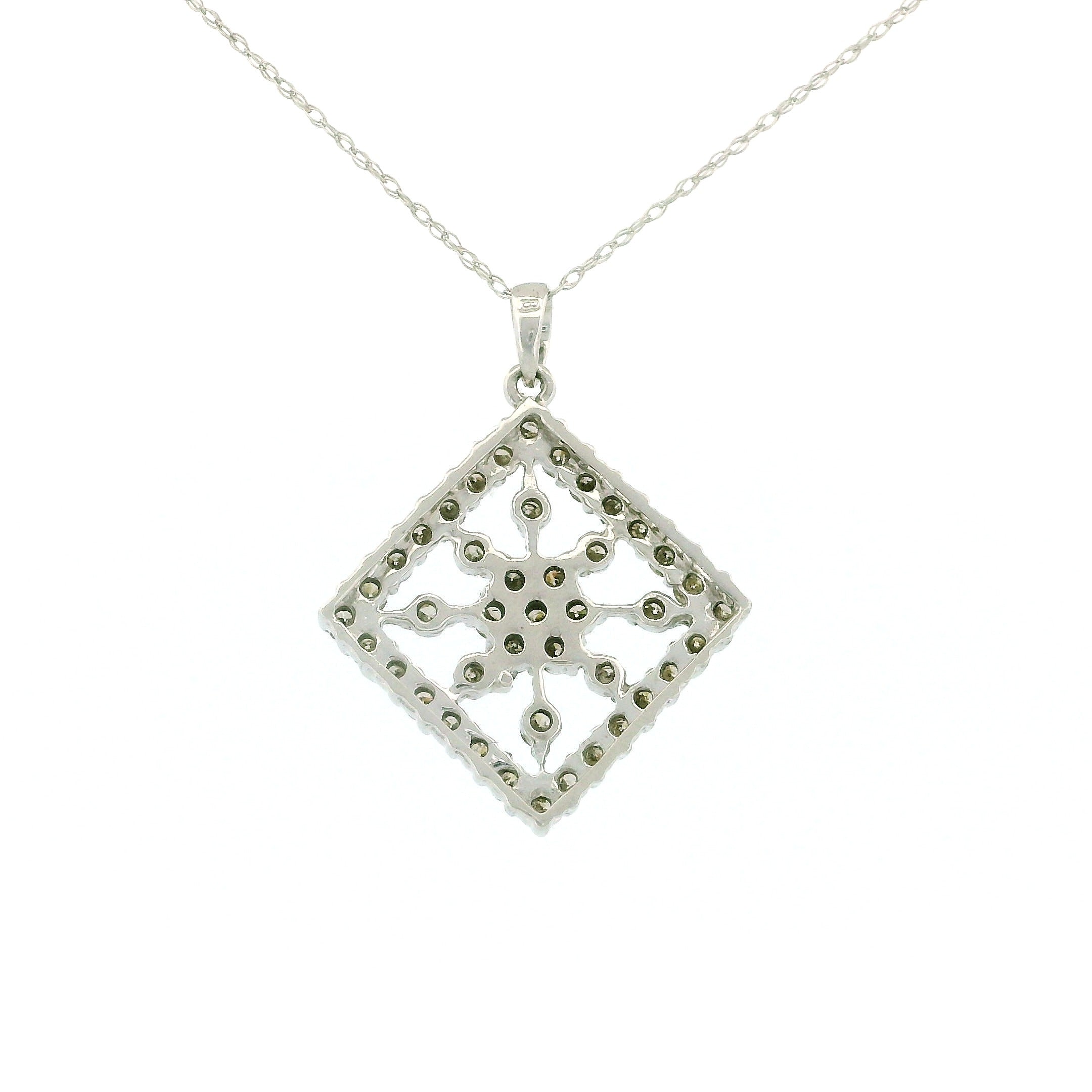 14k White Gold Sun-Inspired Rhombus Charm Necklace