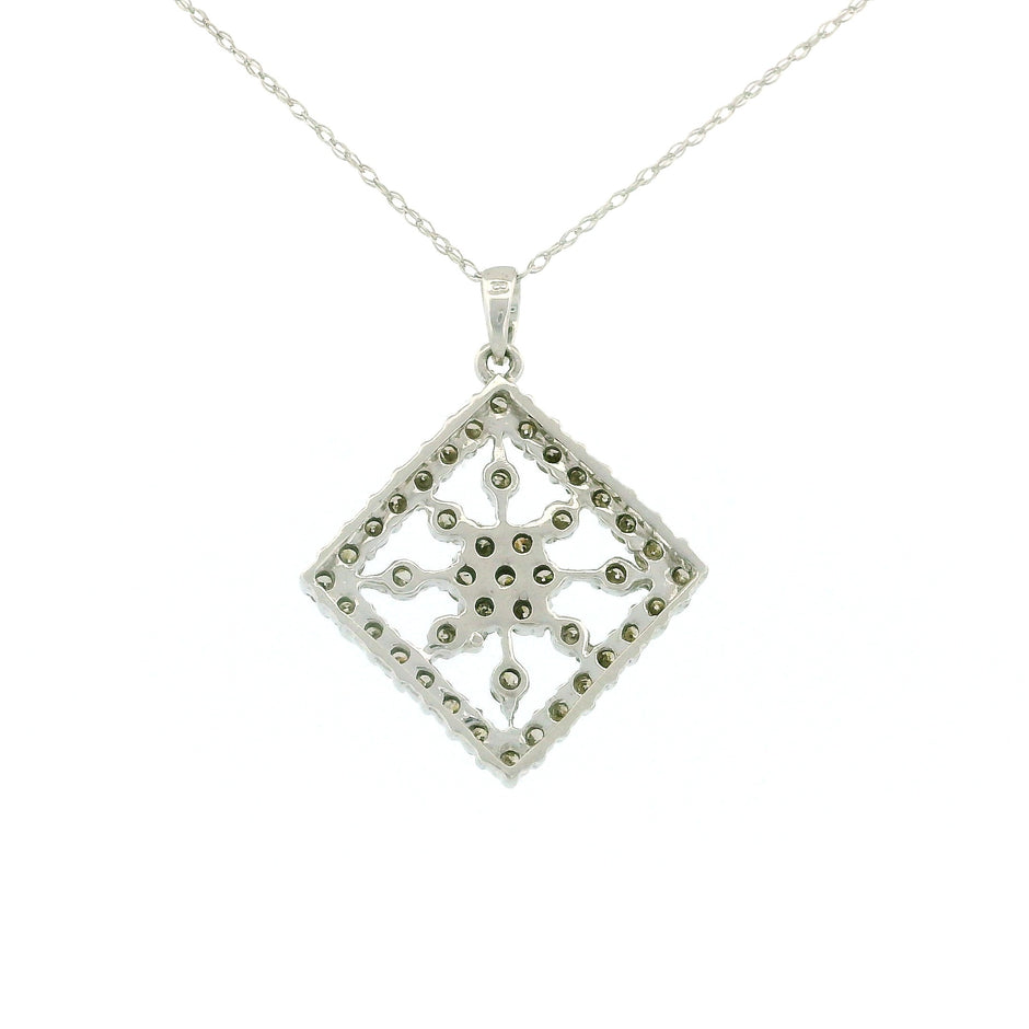 14k White Gold Sun-Inspired Rhombus Charm Necklace