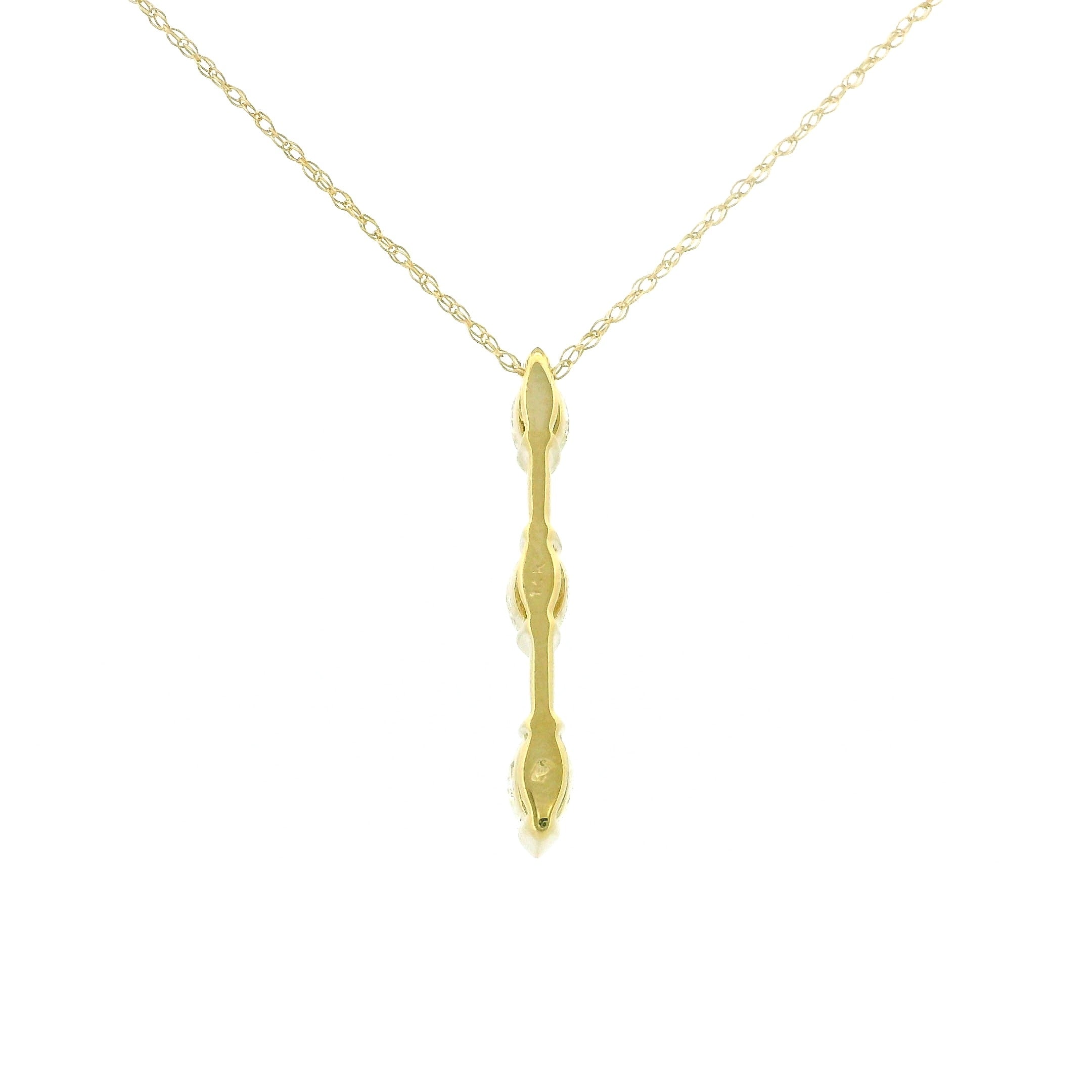 14k Yellow Gold Marquise Diamond Bar Necklace