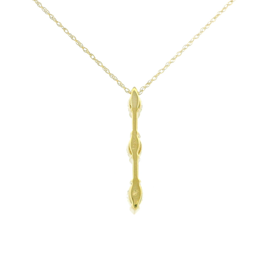 14k Yellow Gold Marquise Diamond Bar Necklace
