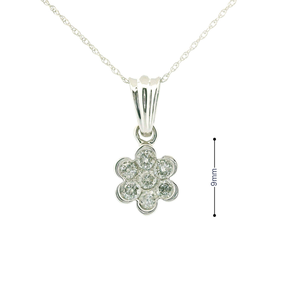 10k White Gold Diamond Flower Necklace