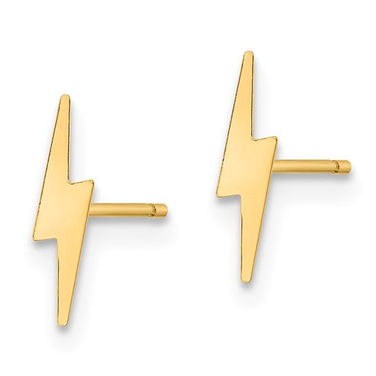 14k Gold Lightning Bolt Minimalist Stud Earrings