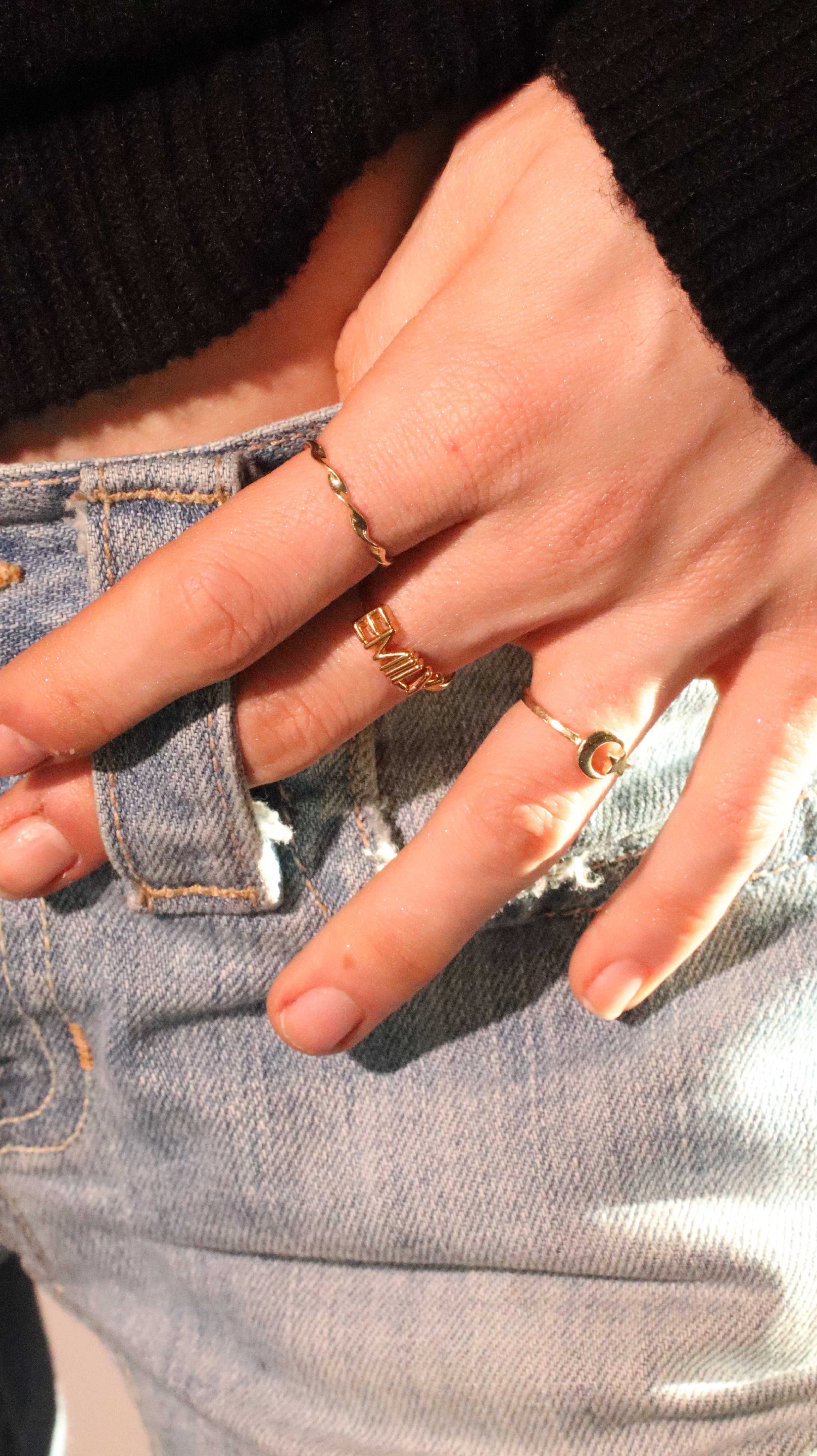 Minimalist Solid Gold Dainty Twisted Gold Stacking Band Ring