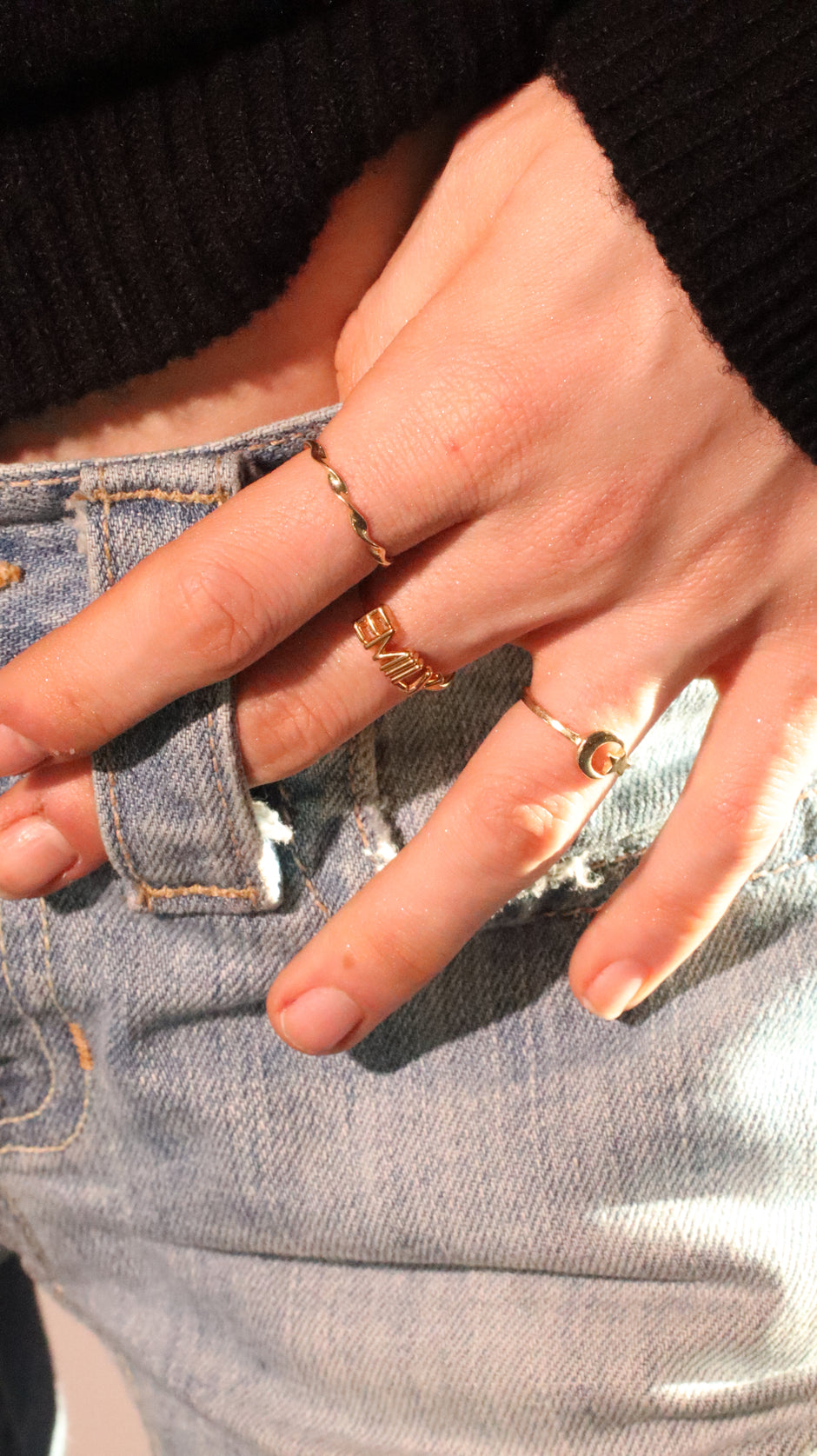 Minimalist Solid Gold Dainty Twisted Gold Stacking Band Ring