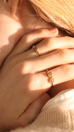 Minimalist Solid Gold Dainty Crescent Moon & Star Gold Stacking Band Ring