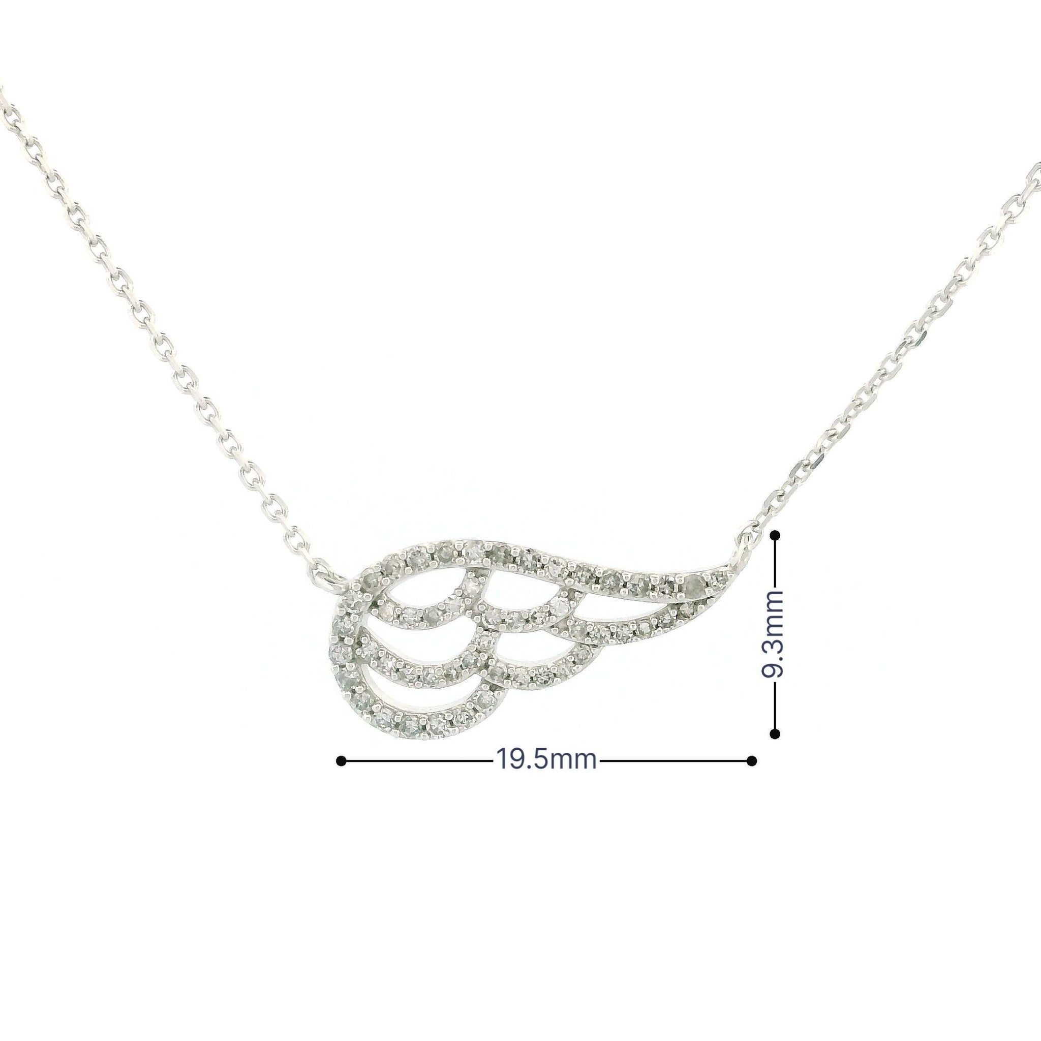 10K White Gold Angel Wing Diamond Necklace – Dainty Natural Diamond Pendant, Minimalist Jewelry, Guardian Angel Gift for Her