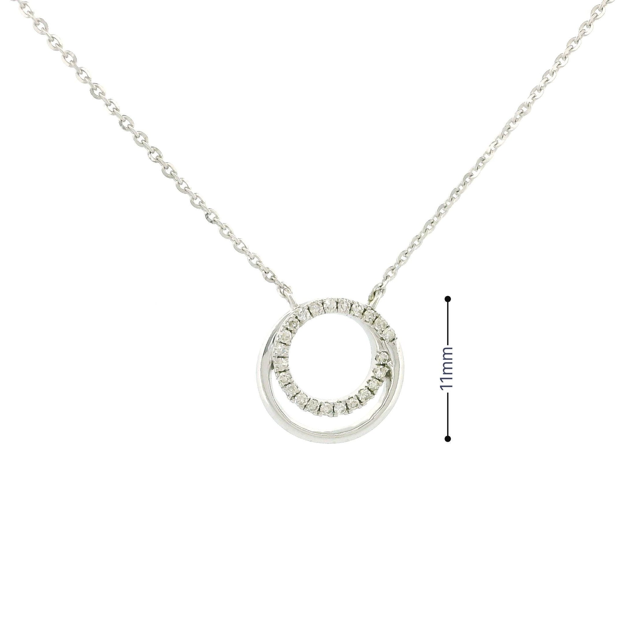 10K White Gold Double Tangent Diamond Necklace – Modern Minimalist Natural Diamond Pendant, Unique Fine Jewelry Gift for Her