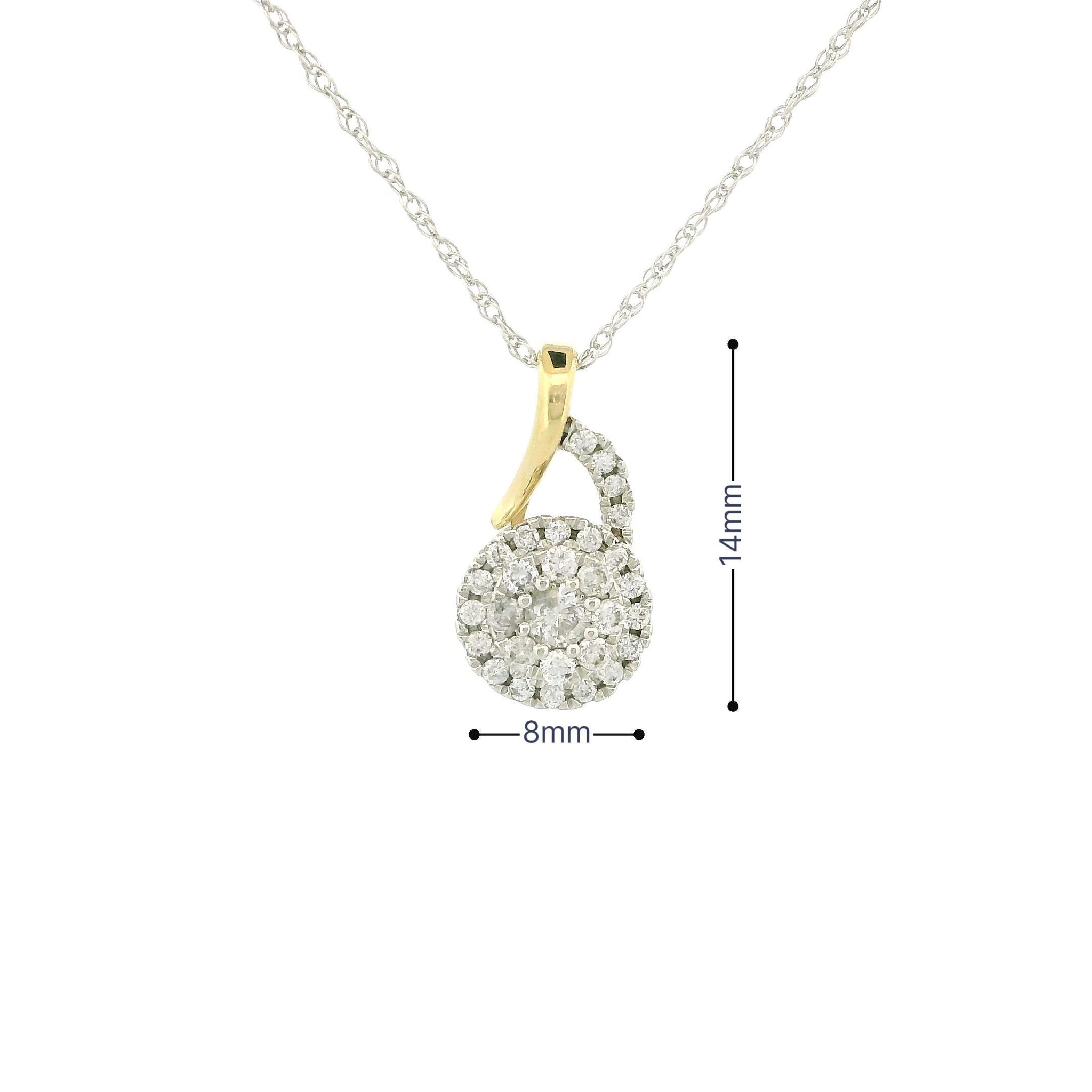 14K White & Yellow Gold Cluster Diamond Necklace – Dainty Natural Diamond Pendant, Solitaire-Style Fine Jewelry Gift for Her