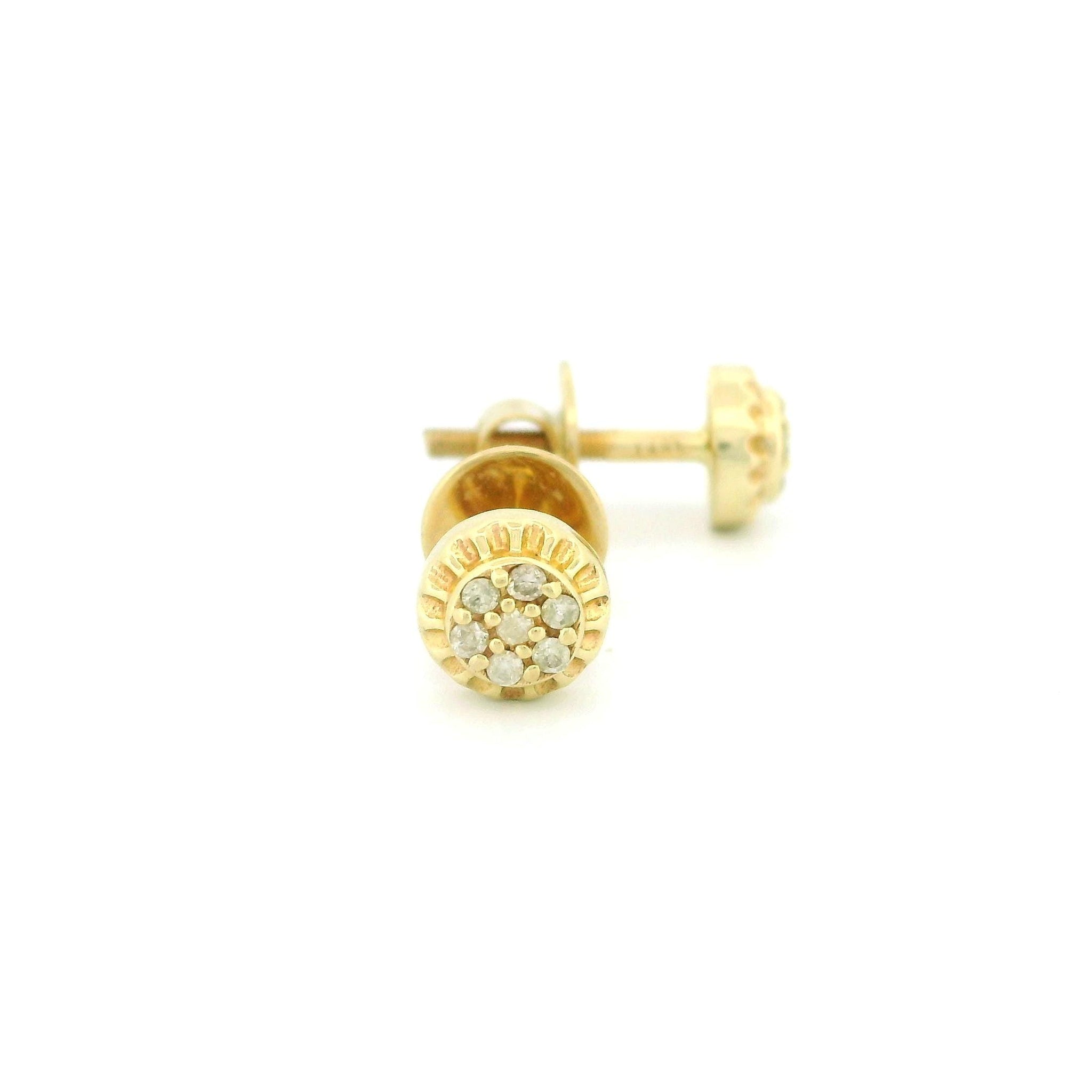 14k Yellow Gold Diamond Stud Earrings, Tiny Round Natural Diamonds, Real Gold Dainty Studs, Minimalist Fine Jewelry Gift for Her