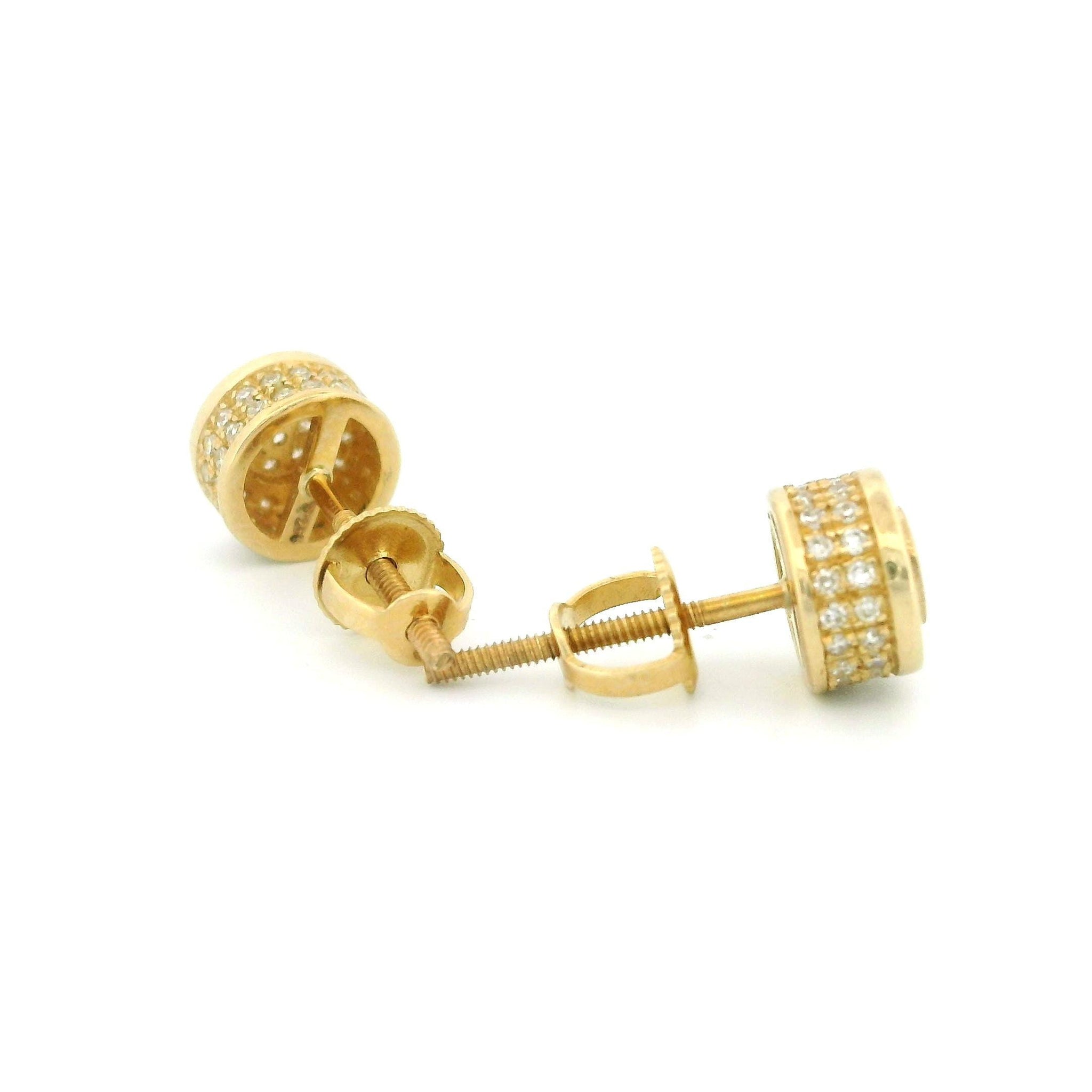 14k Yellow Gold Round Diamond Stud Earrings, Full Circle Natural Diamond Design, Dainty Real Gold Earrings, Fine Jewelry Gift for Her