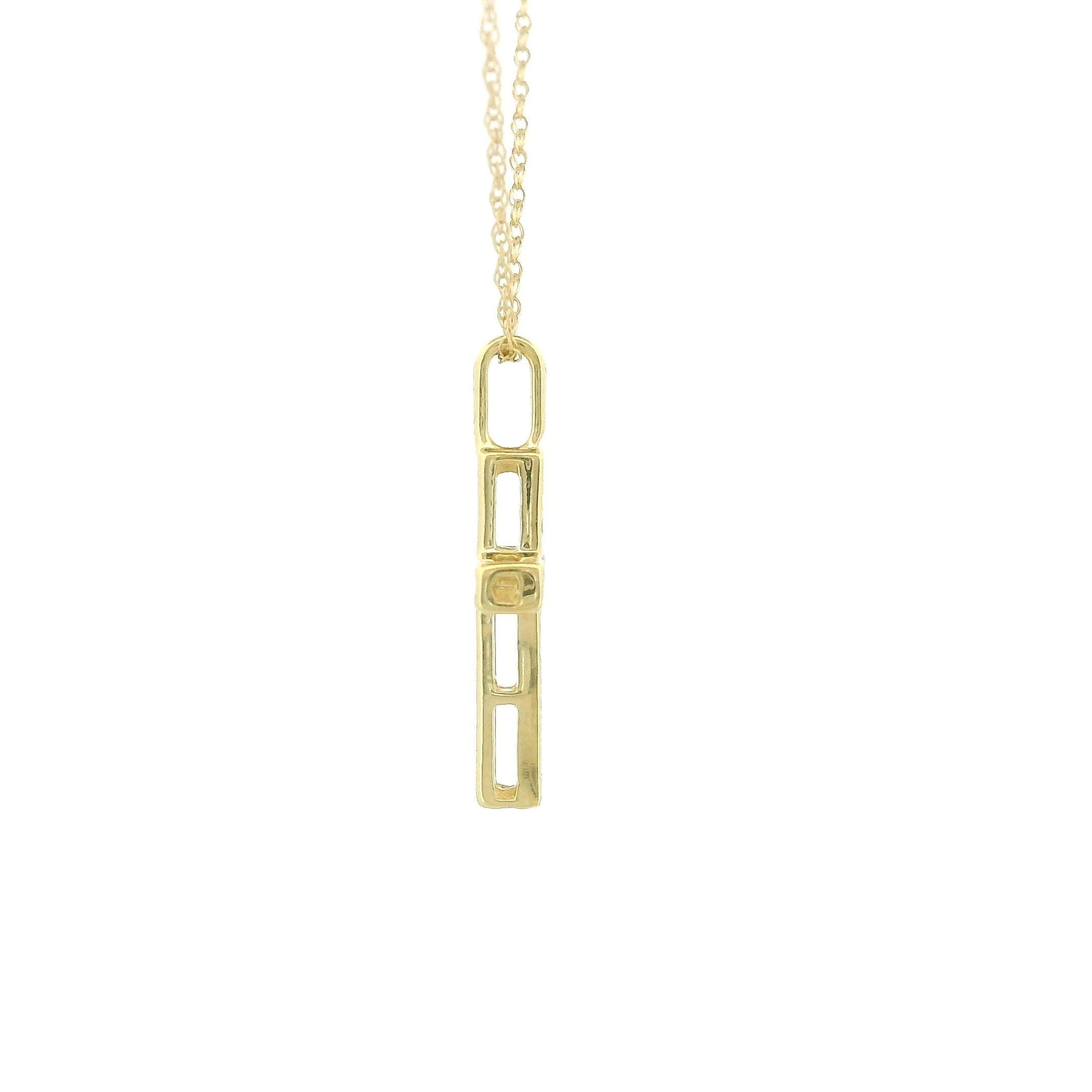 14kt Gold Small Cross Charm Necklace, Natural Diamond Pendant 0.08ct, Yellow Gold and White Gold, Tiny Box Chain, Dainty Layering Necklace