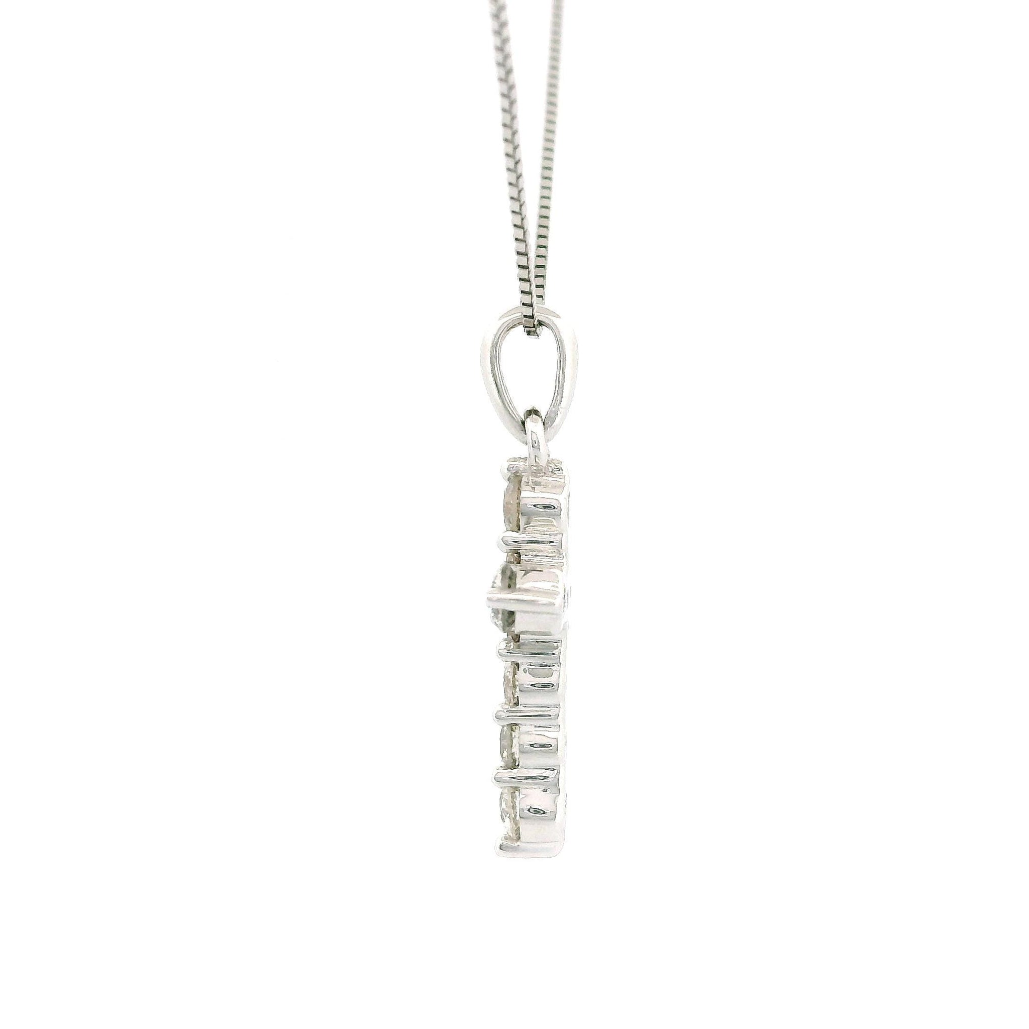 14k gold, white gold, cross charm, diamond charm,  prong set, box chain, 0.30ct, religious gift, dainty cross, real diamond, charm necklace