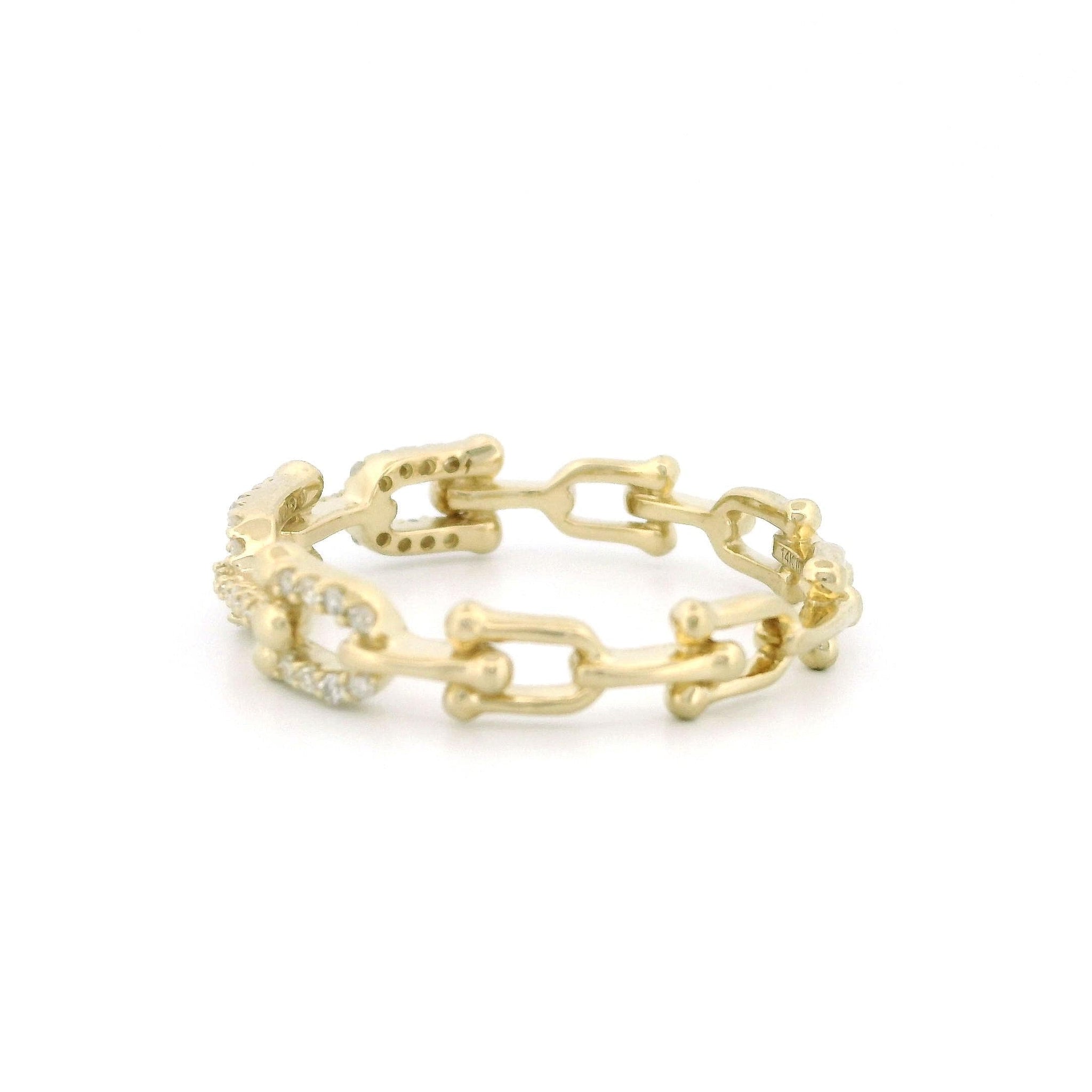 14kt Gold Paper Clip Infinity Ring with Front Diamond, 0.13ct Natural Diamond, White or Yellow Gold, Size 7
