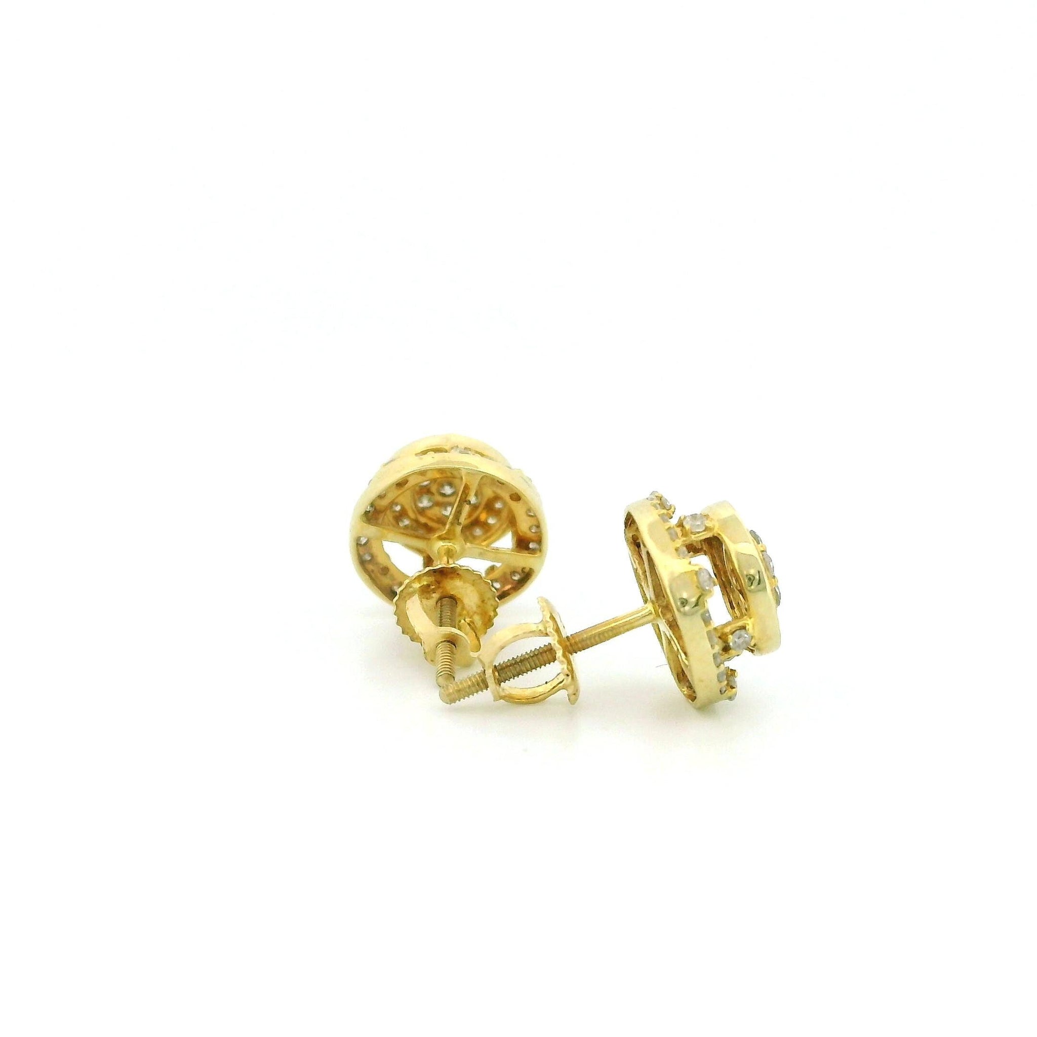 14k Yellow Gold Diamond Halo Stud Earrings, Round Cluster Natural Diamonds, Dainty Real Gold Earrings , Fine Jewelry Gift for Her