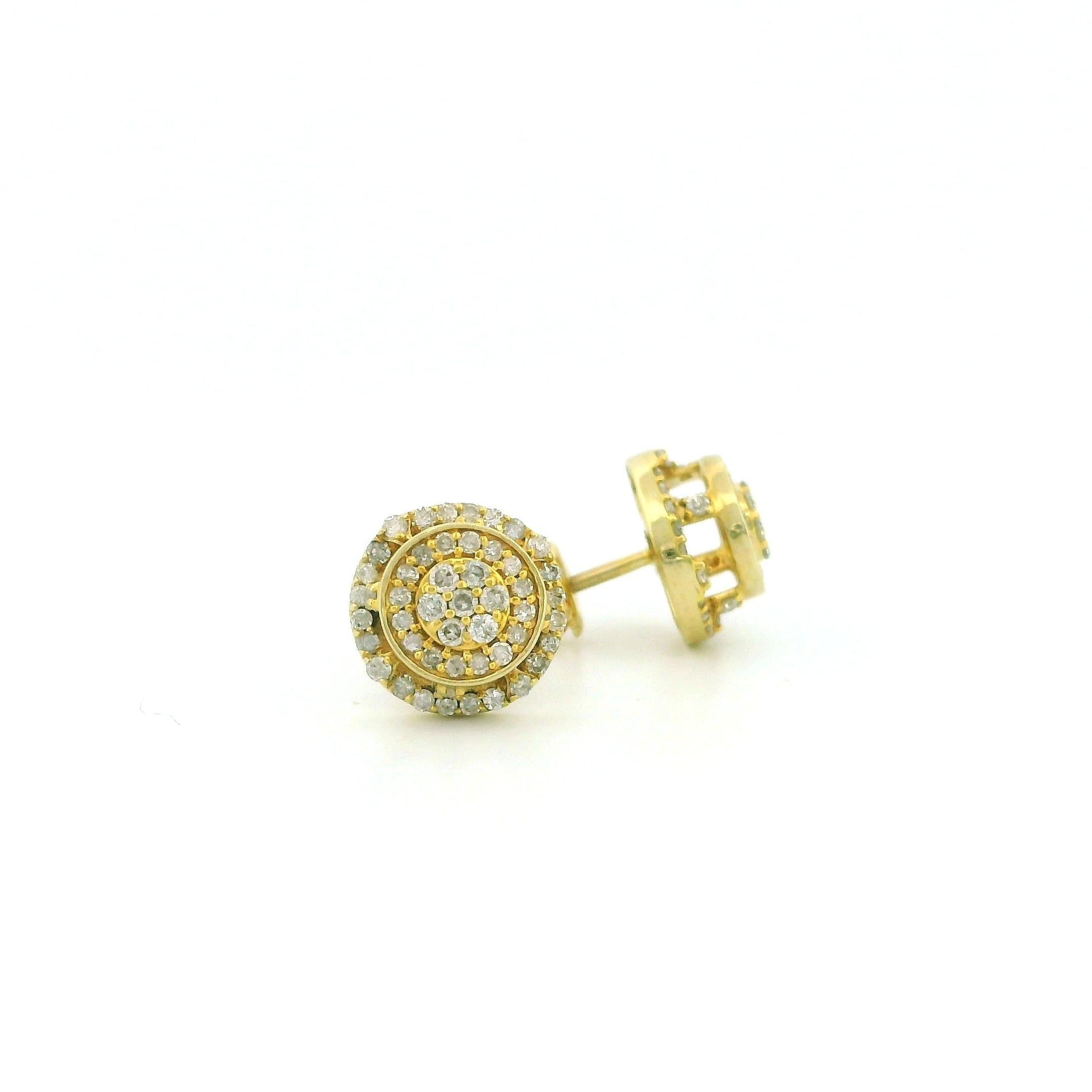 14k Yellow Gold Diamond Halo Stud Earrings, Round Cluster Natural Diamonds, Dainty Real Gold Earrings , Fine Jewelry Gift for Her