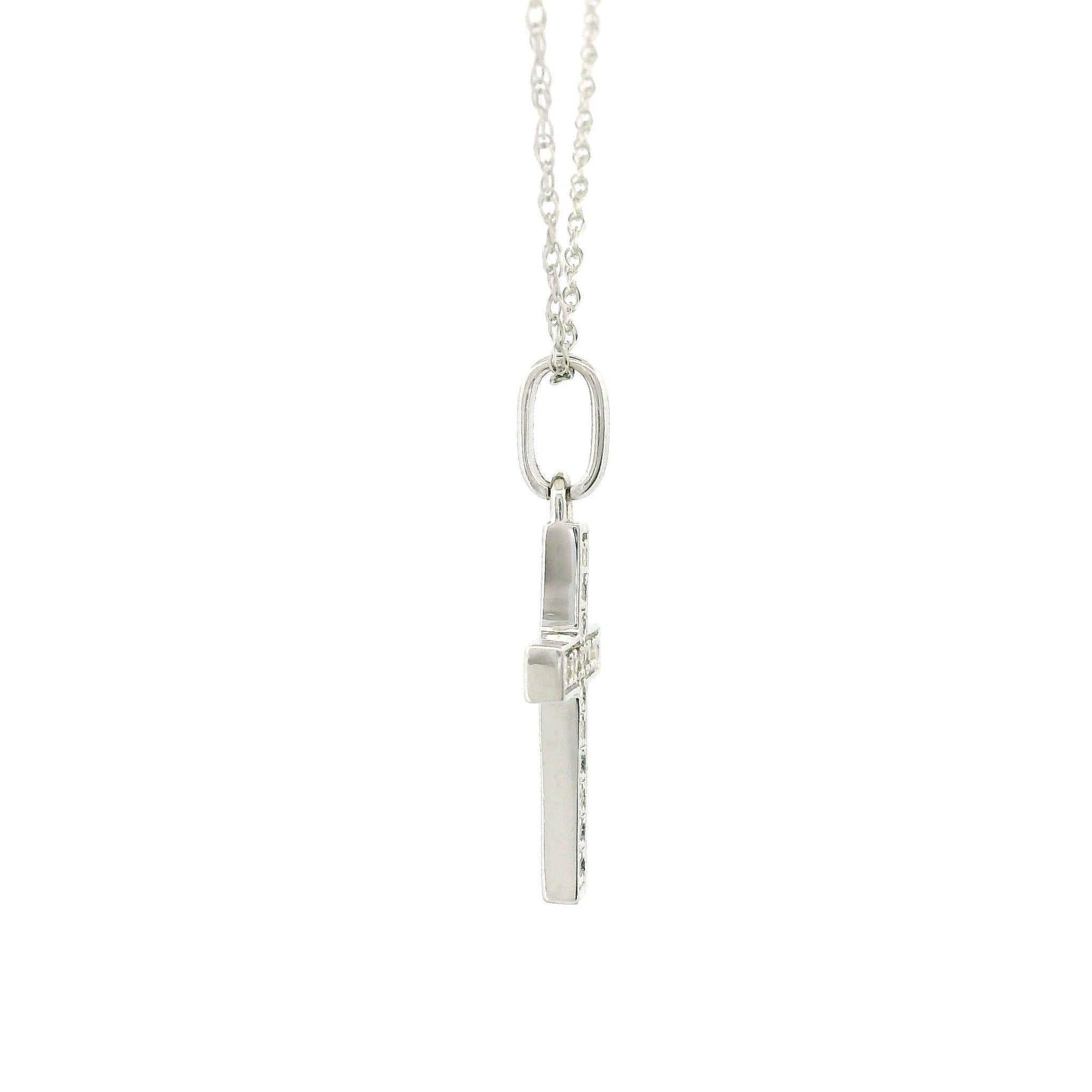 14kt Gold Small Cross Charm Necklace, Diamond Cross Pendant 0.12ct, Yellow Gold or White Gold, Dainty Rope Chain, Tiny Cross Necklace
