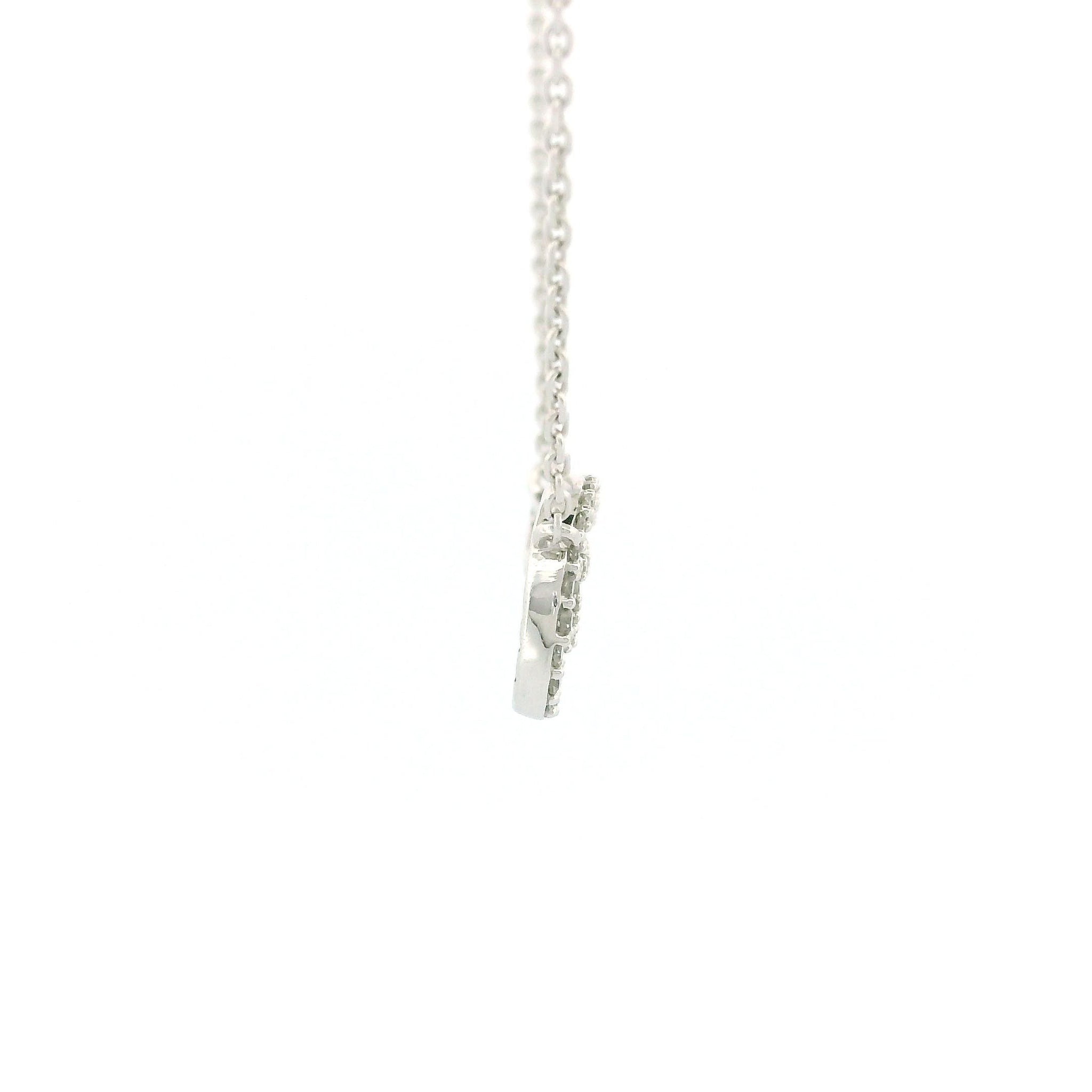 10kt White Gold Wing Charm Necklace, 0.25ct Natural Diamond, Tiny Wing Pendant, Dainty Round Chain, Delicate Diamond Necklace