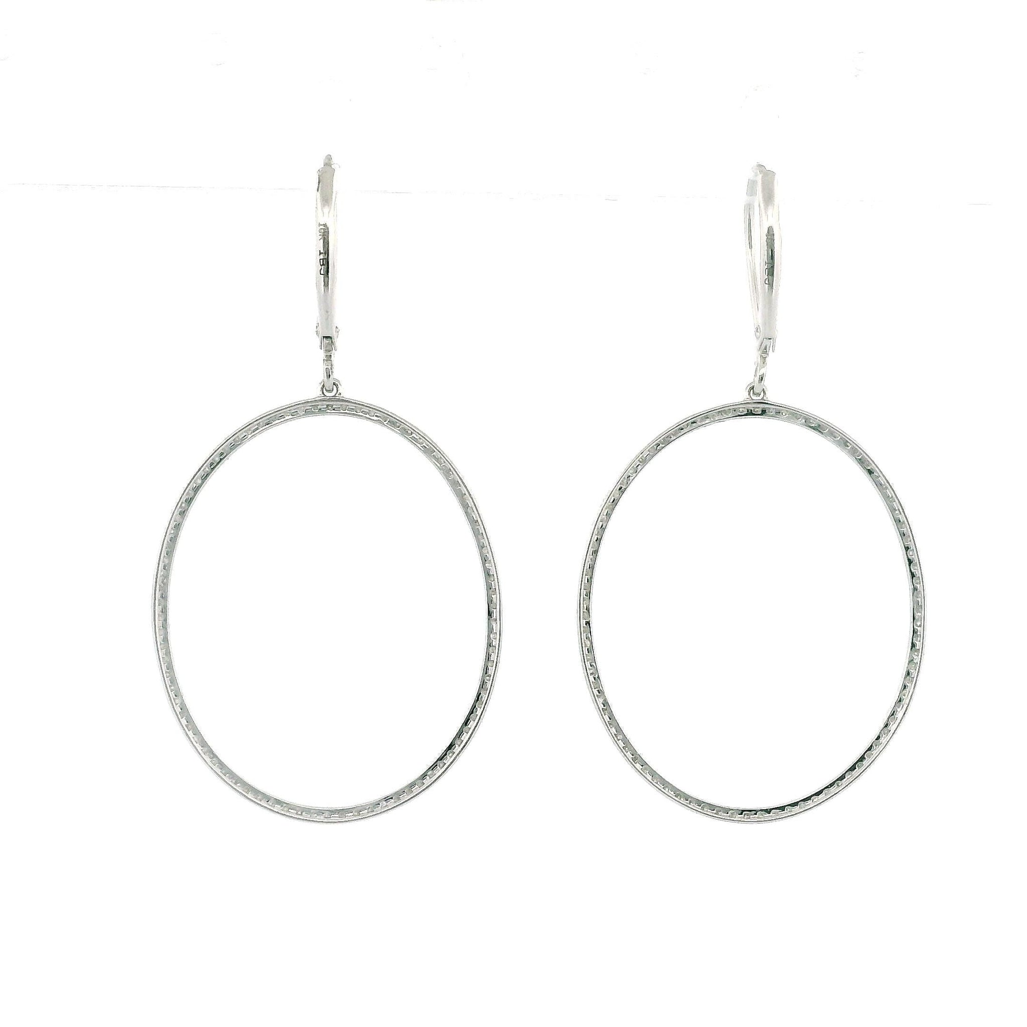 10k White Gold Diamond Hoop Earrings, 0.50ct Natural Round Diamonds, Small Gold Hoops with Clip Lock, Real Diamond Jewelry