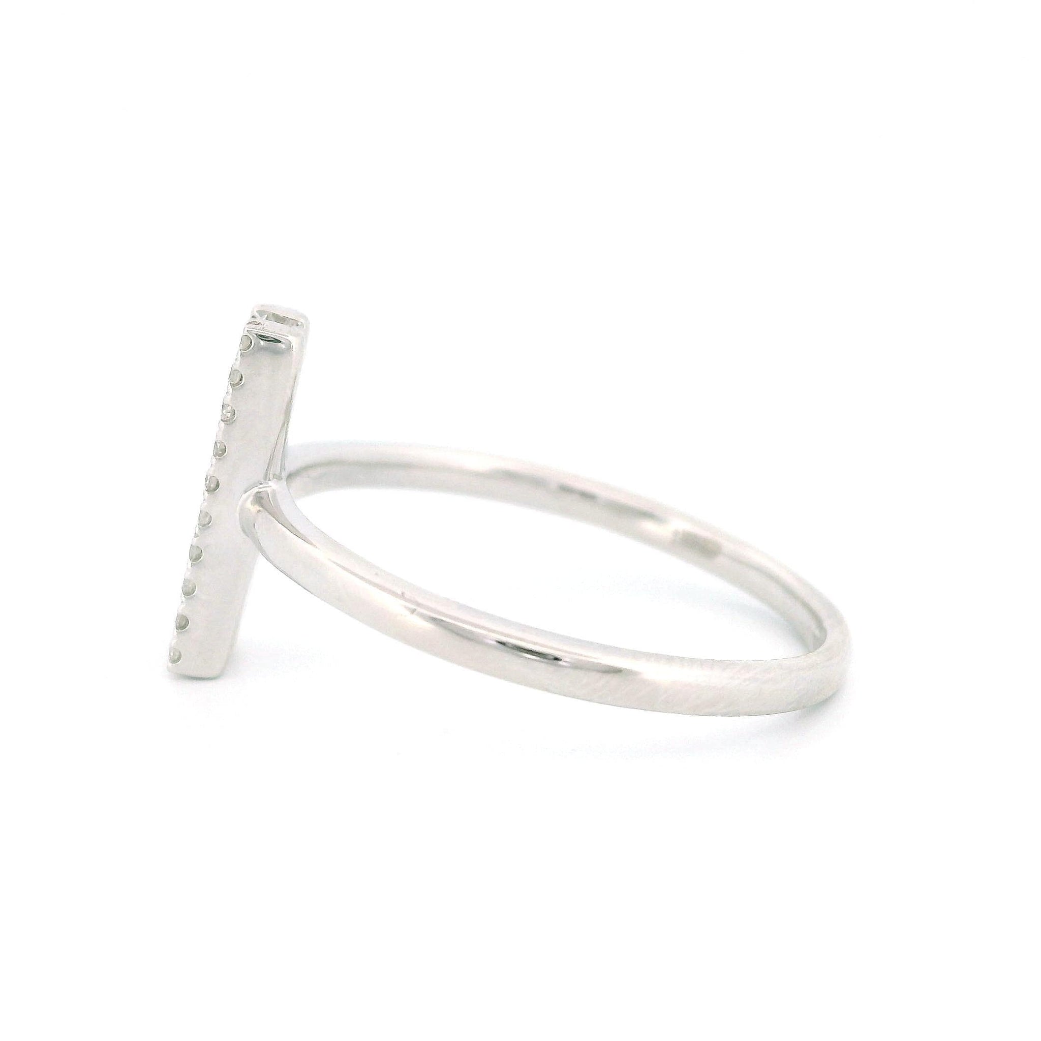 14kt Gold Vertical Line Diamond Cluster Ring, Thin Band, 0.25ct Natural Diamonds, White or Yellow Gold, Size 7