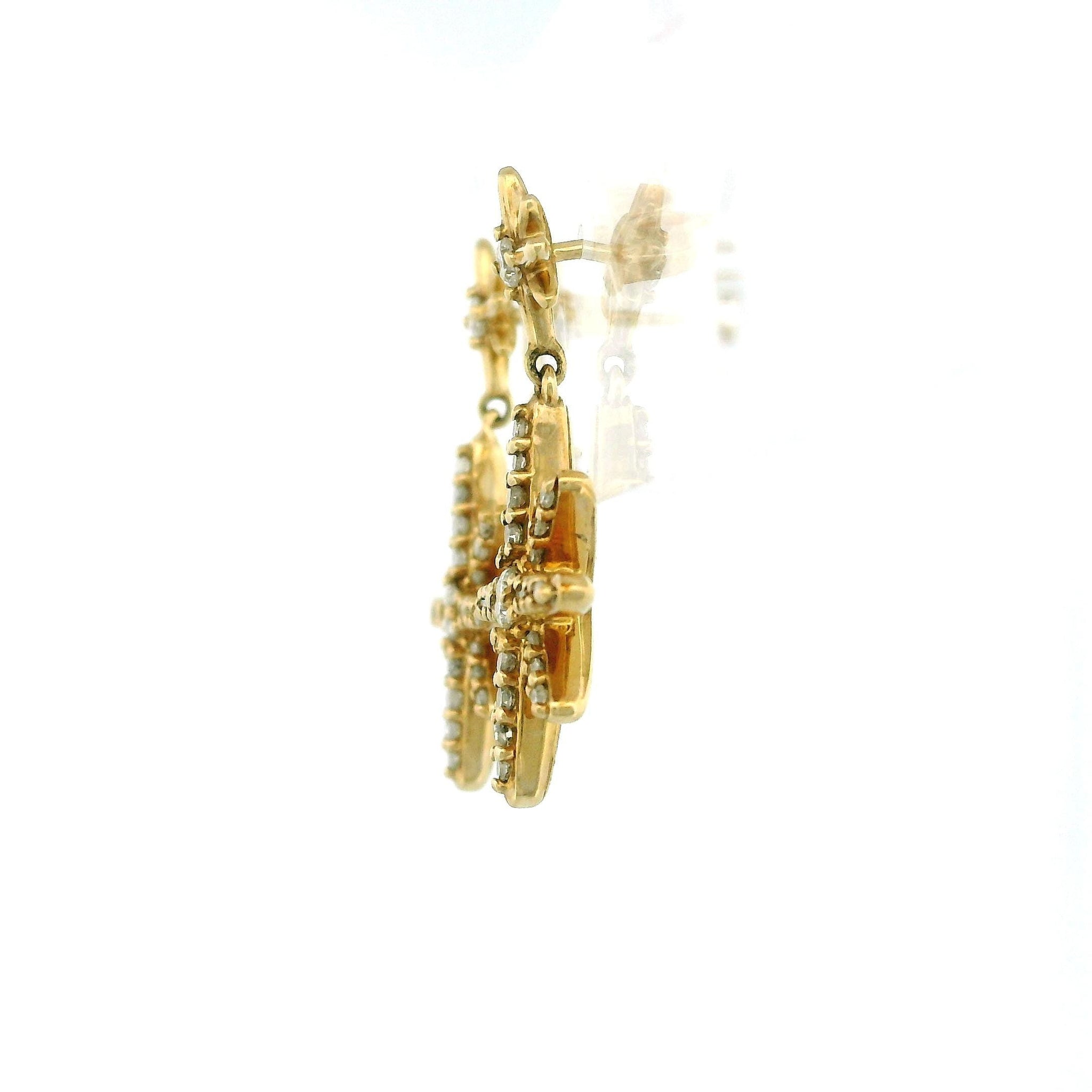 10kt Yellow Gold Star Diamond Earrings, Dangling Earrings with 0.50ct Diamonds, Push Back Lock