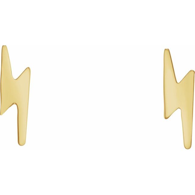 14k Gold Lightning Bolt Minimalist Stud Earrings
