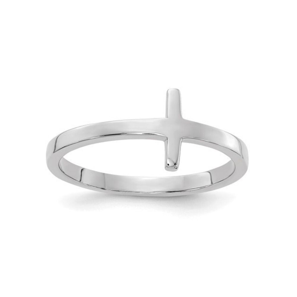 14k Minimalist Solid Gold Side Cross Faith-inspired Statement Ring