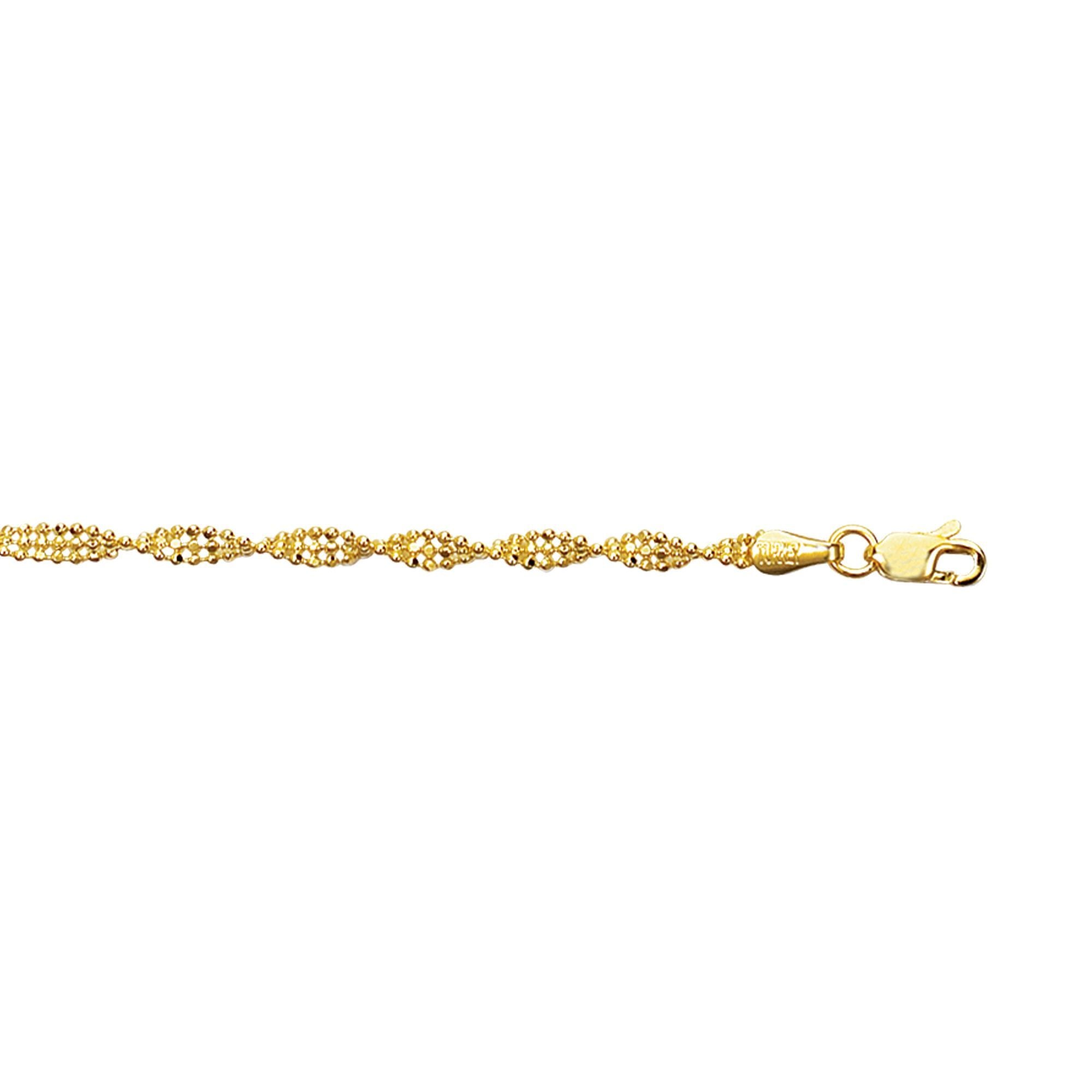 Shiny Diamond Cut 3mm Twisted Bead Chain Bracelet with Lobster Clasp - wingroupjewelry