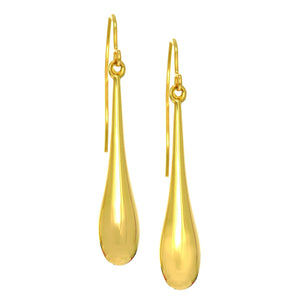 Minimalist Solid Gold Long Puffed Teardrop Drop Earrings or Necklace or Set - wingroupjewelry