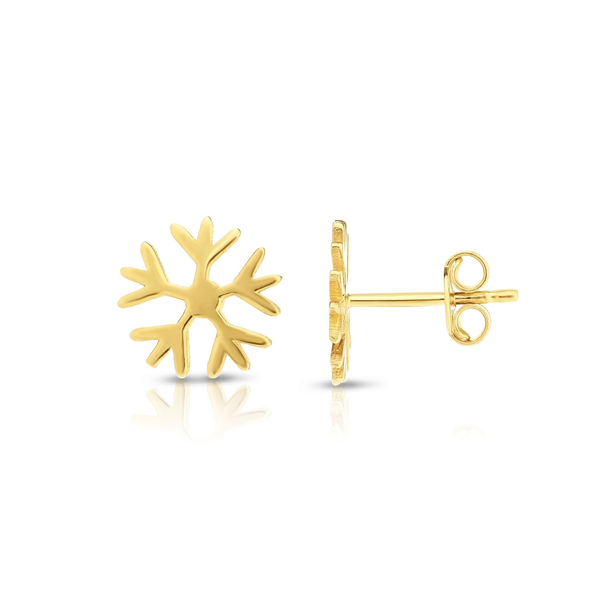 Dainty Snowflake Minimalist Stud Push Back Earrings - wingroupjewelry