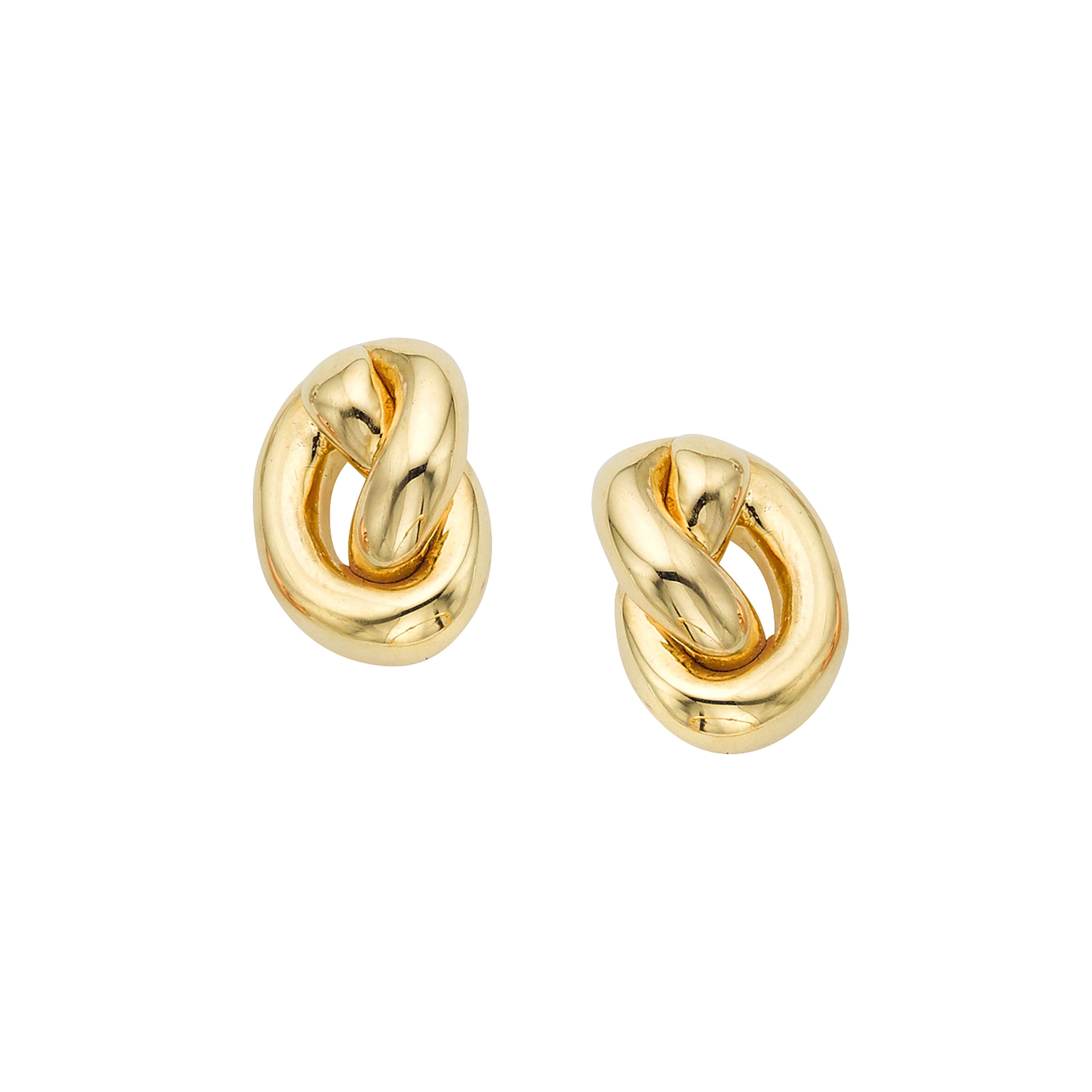 14kt Gold Minimalist Polished Puffed Amore Love Knot Stud Earrings