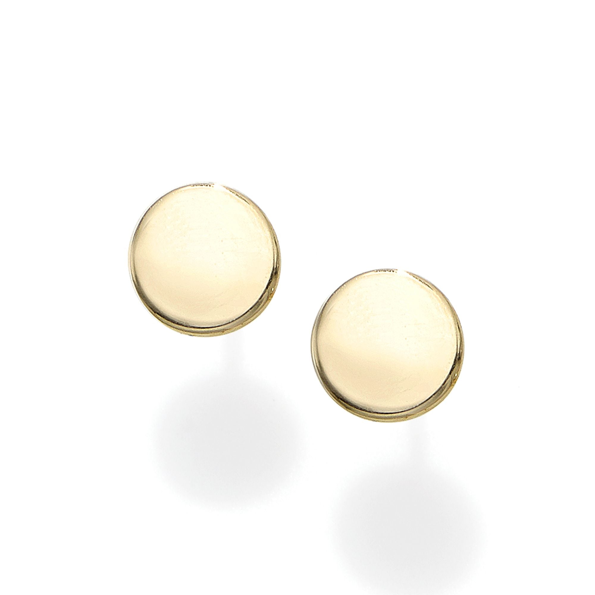 Minimalist Solid Yellow Gold Polished Geometric Round Post Earrings with Push Back Stud - wingroupjewelry