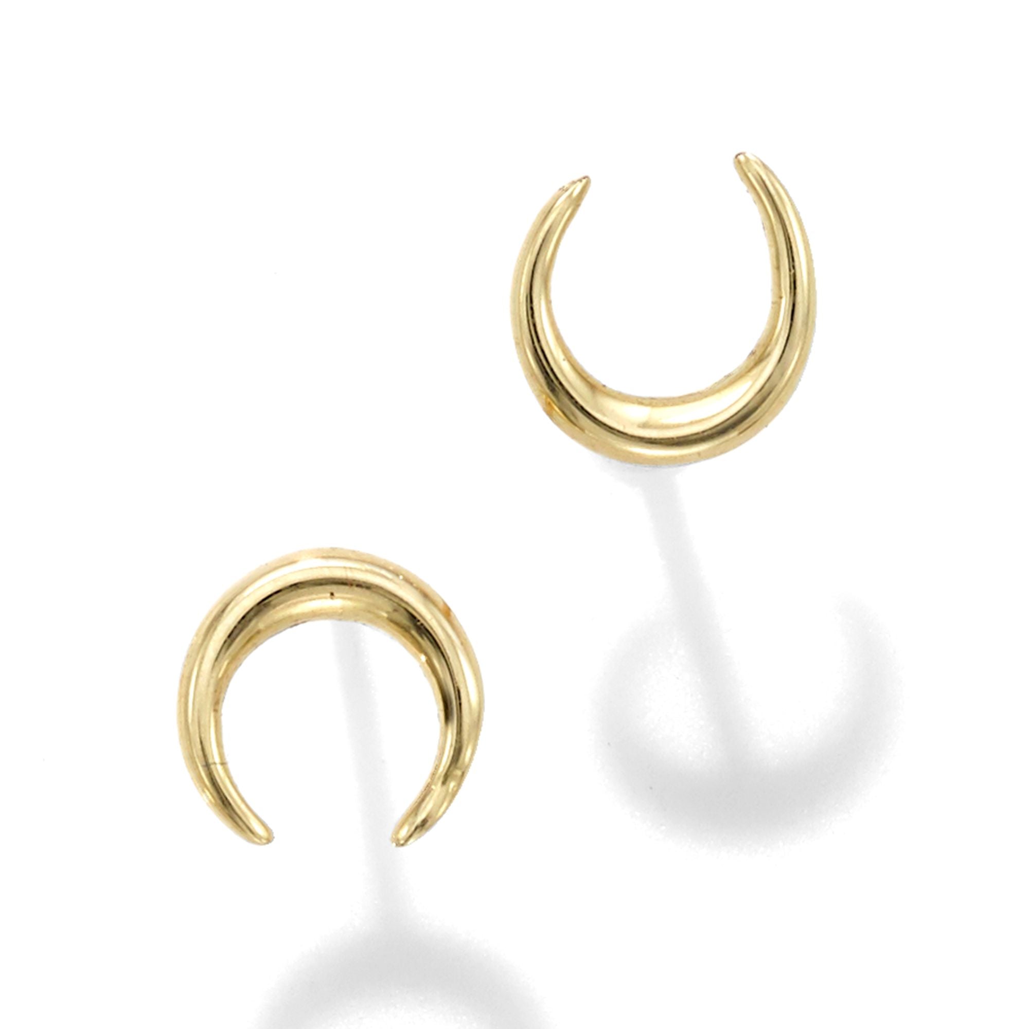 Minimalist Solid Gold Polished Crescent Moon Post Earrings with Push Back Clasp - wingroupjewelry