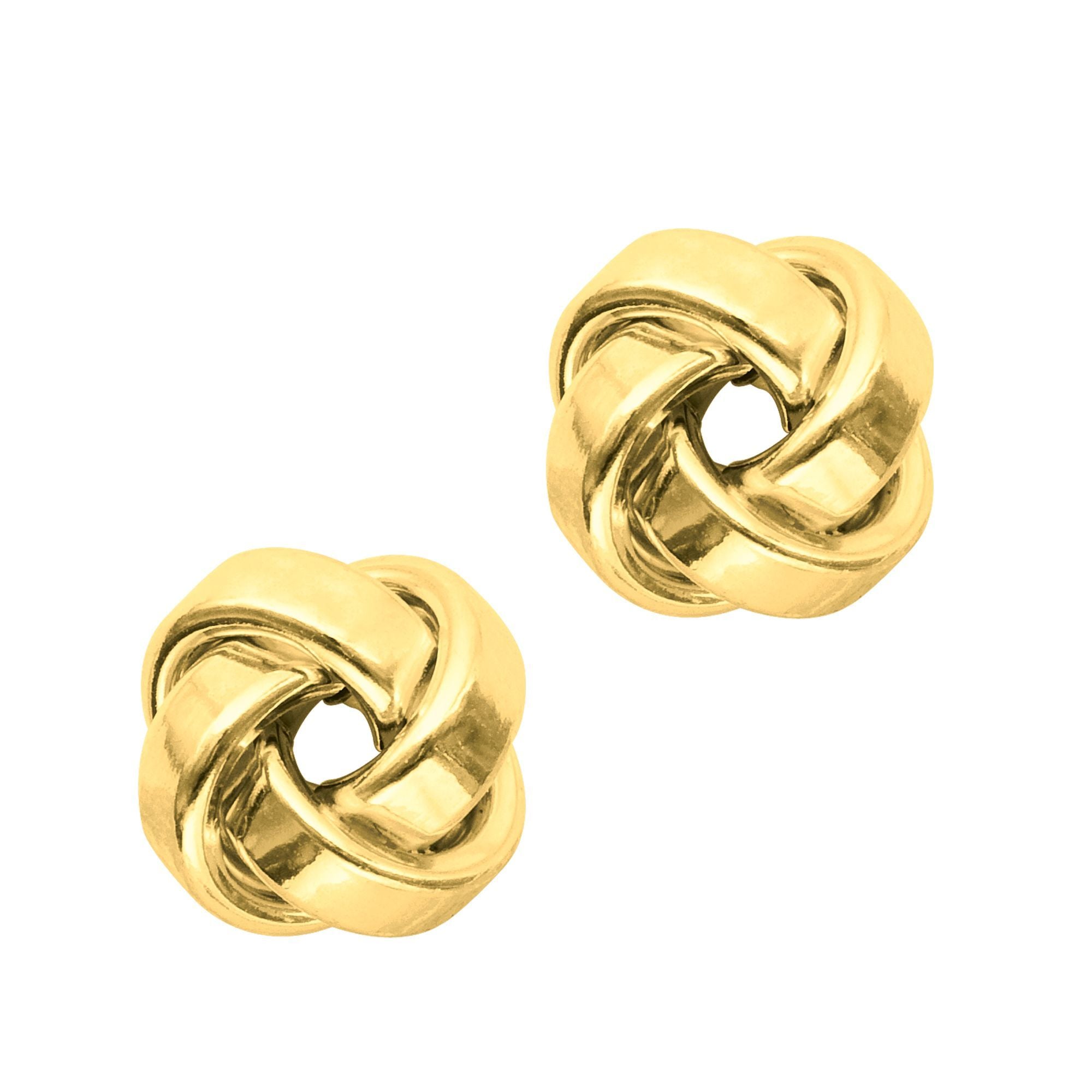 Minimalist Shiny One Row Tube Love Knot Stud Push Back Earrings made of 14k Solid Gold - wingroupjewelry