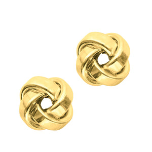 Minimalist Shiny One Row Tube Love Knot Stud Push Back Earrings made of 14k Solid Gold - wingroupjewelry