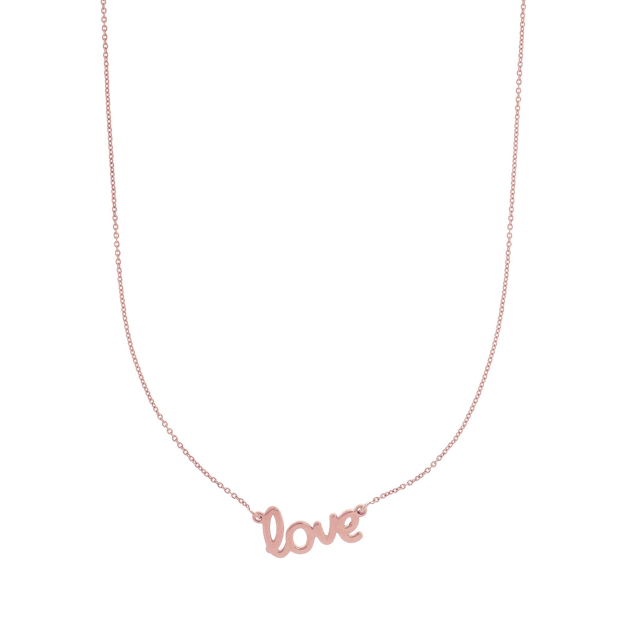 Flat Scripted Medium "LOVE" Alphabet Beautiful and Cute Gold Necklace - wingroupjewelry