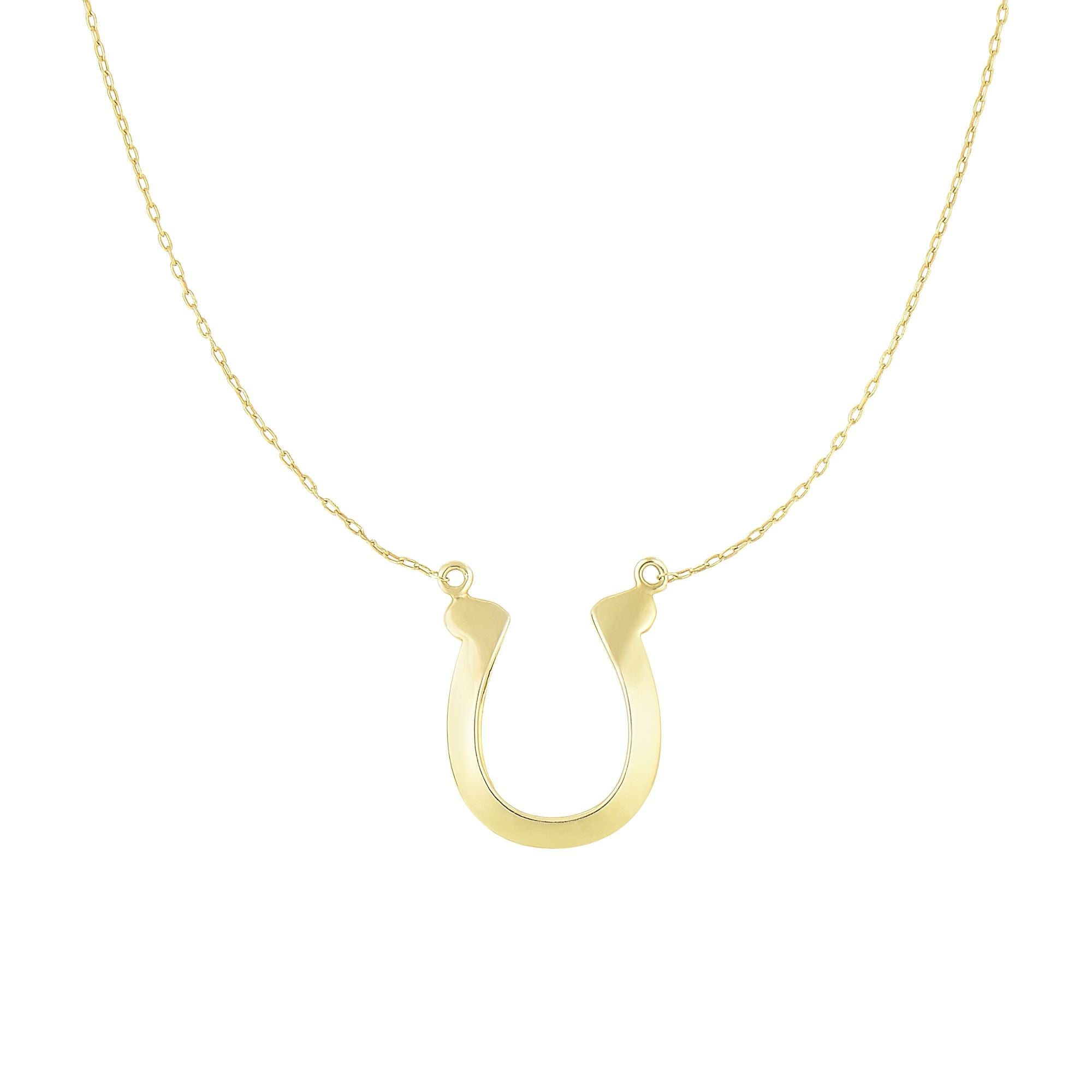 Minimalist Solid Gold Good Luck Horse Shoe Necklace - wingroupjewelry