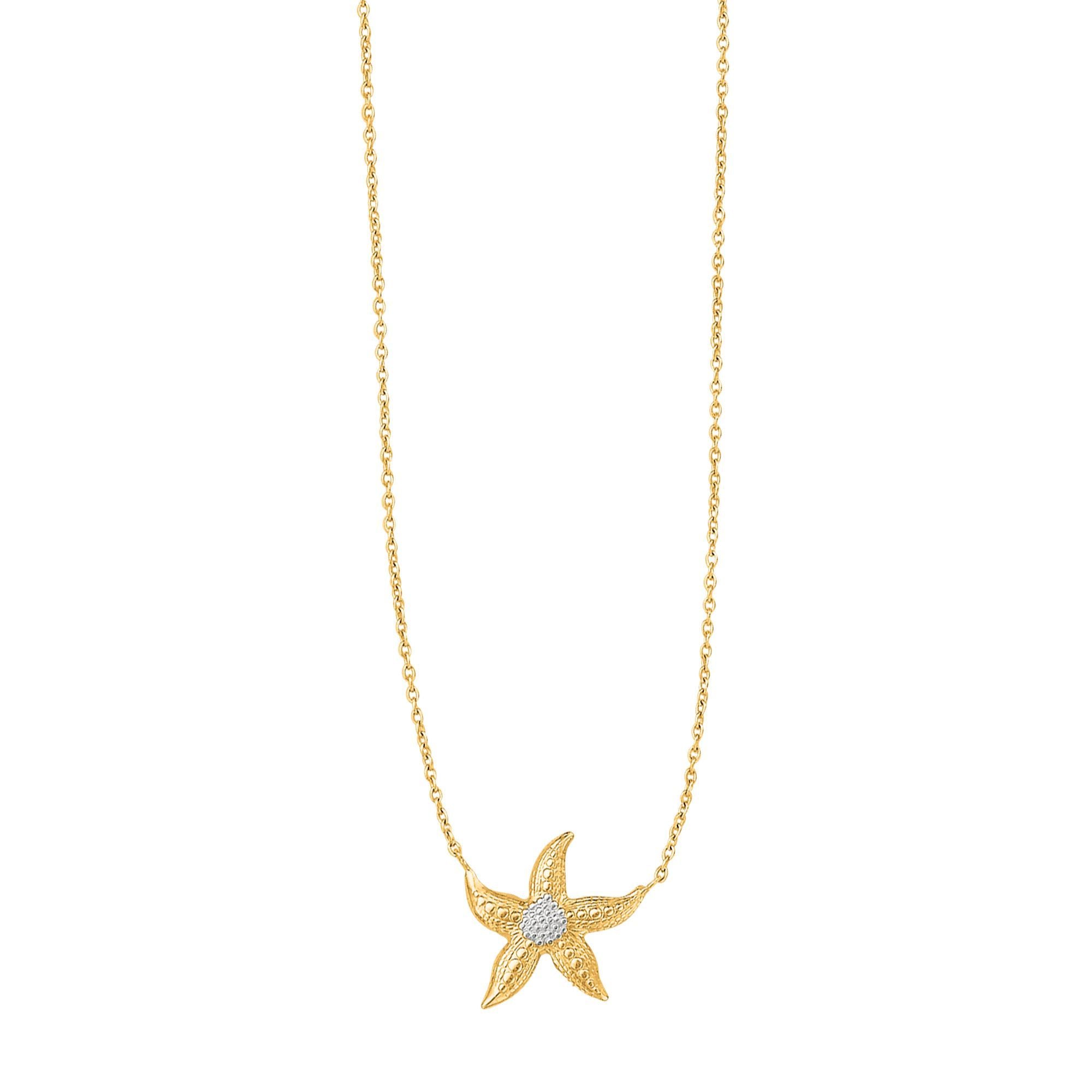 Minimalist Solid Gold Starfish Sea Life Necklace - wingroupjewelry