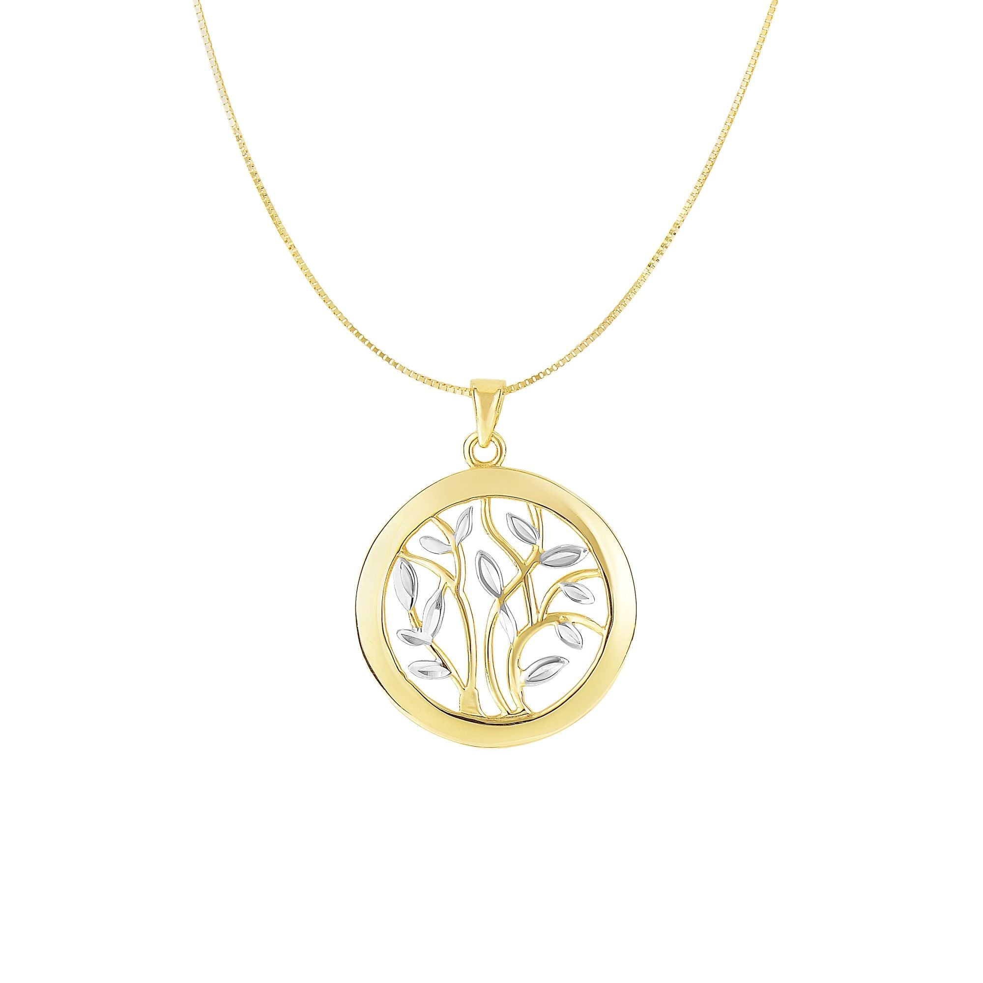 Minimalist Solid Gold Life of Tree Charm Necklace - wingroupjewelry