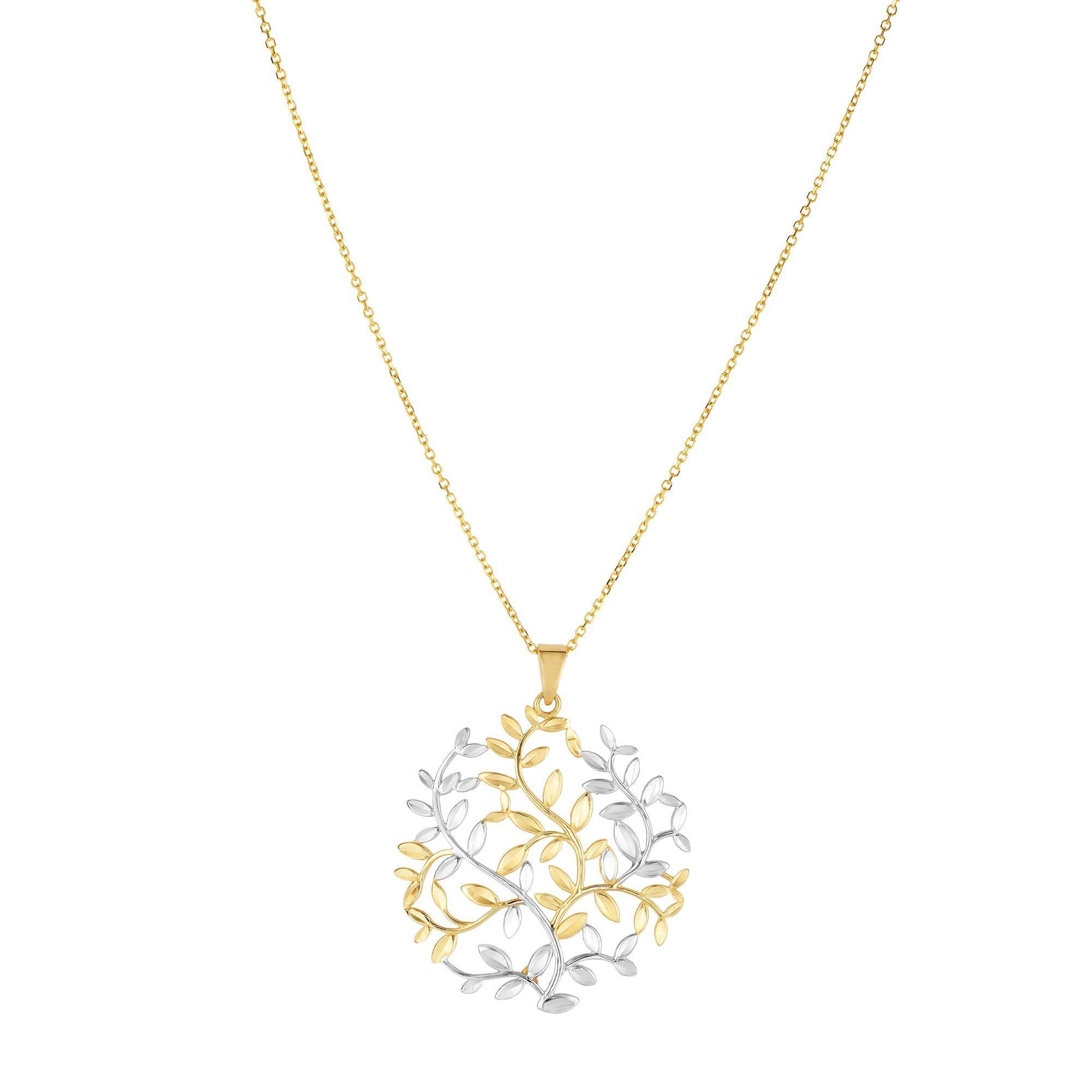 Minimalist Solid Gold Life of Tree Charm Necklace - wingroupjewelry