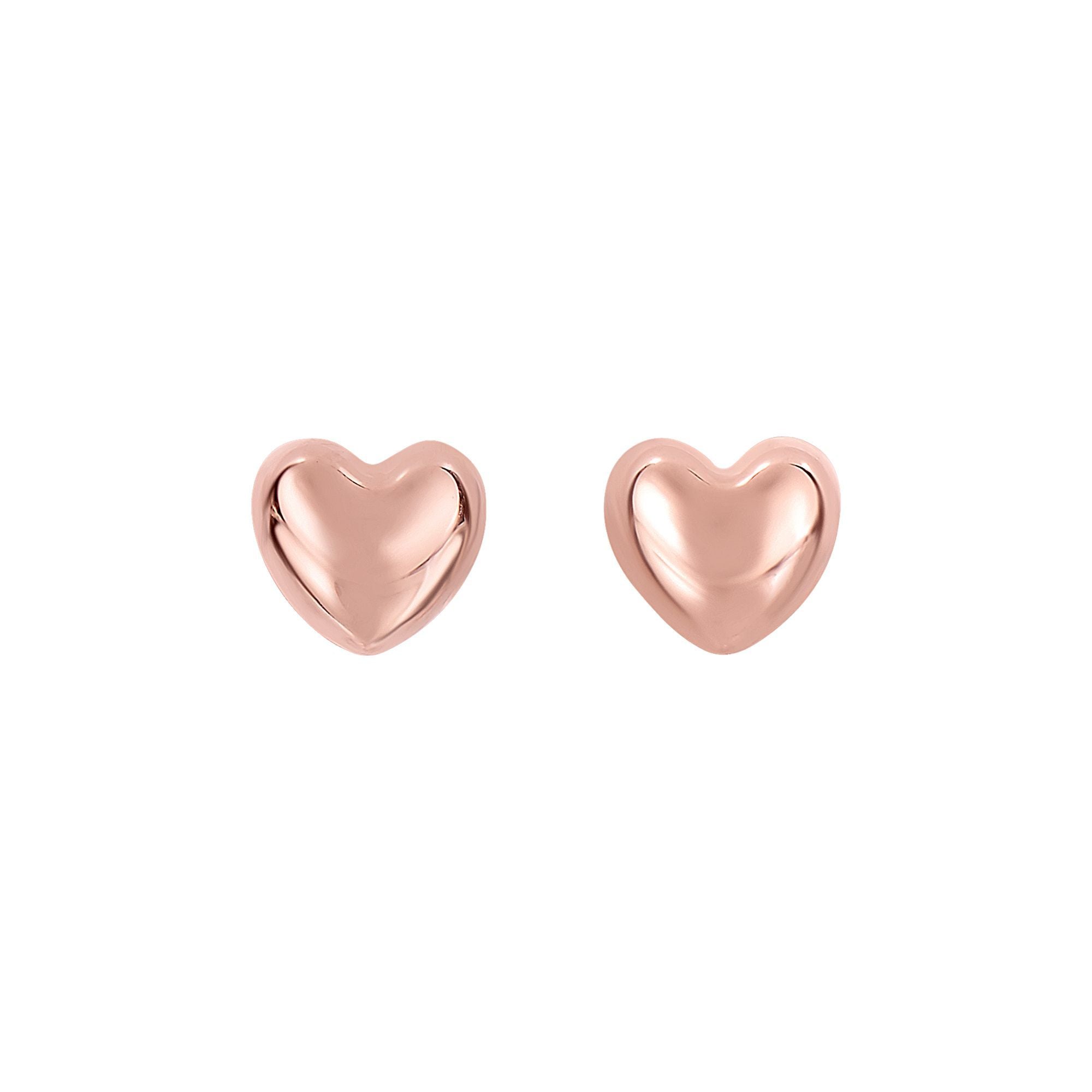 Minimalist Solid Gold Shiny Heart Fancy Post Earrings with Push Back Clasp - wingroupjewelry