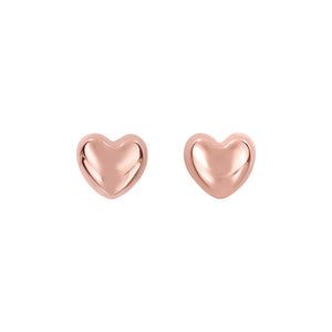 Minimalist Solid Gold Shiny Heart Fancy Post Earrings with Push Back Clasp - wingroupjewelry