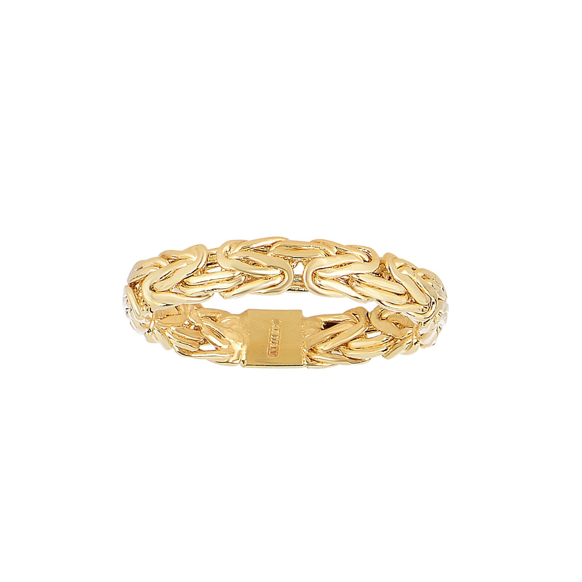 14k Minimalist Solid Gold Byzantine Statement Chain Ring
