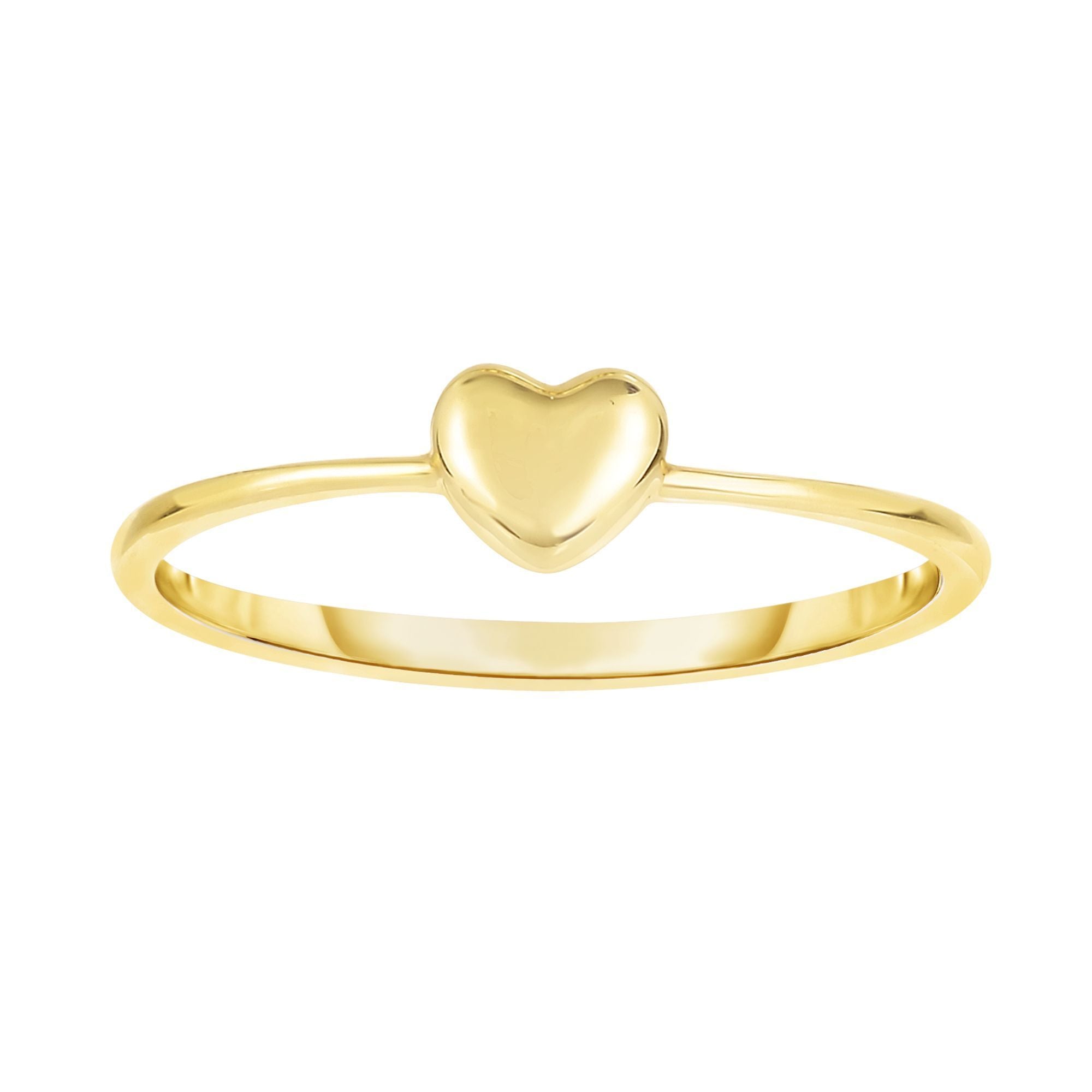 14k Minimalist Yellow Gold "Tiny Heartbeat"  Mini Heart Love Ring