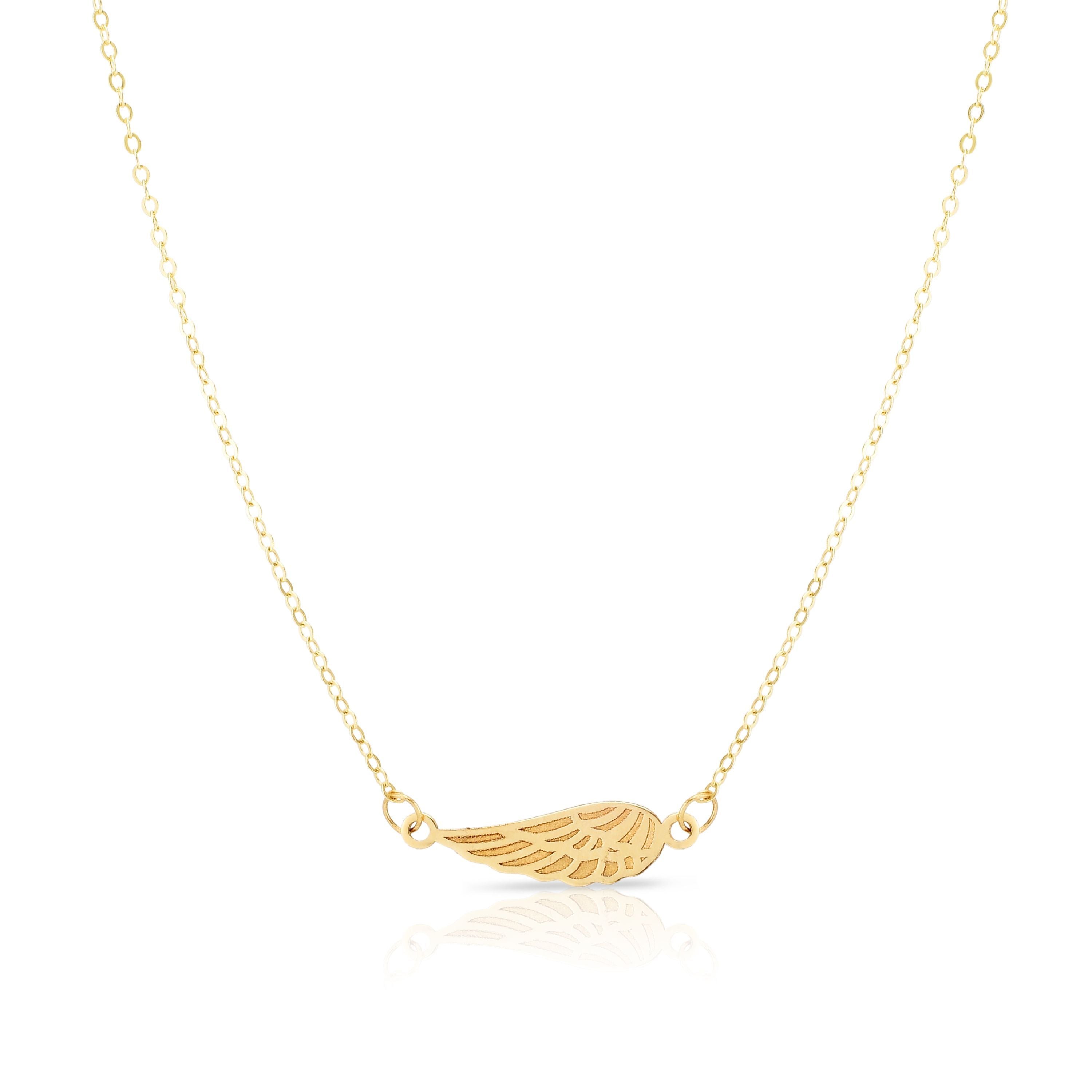 14k Minimalist Gold Guardian Angel Wing Necklace