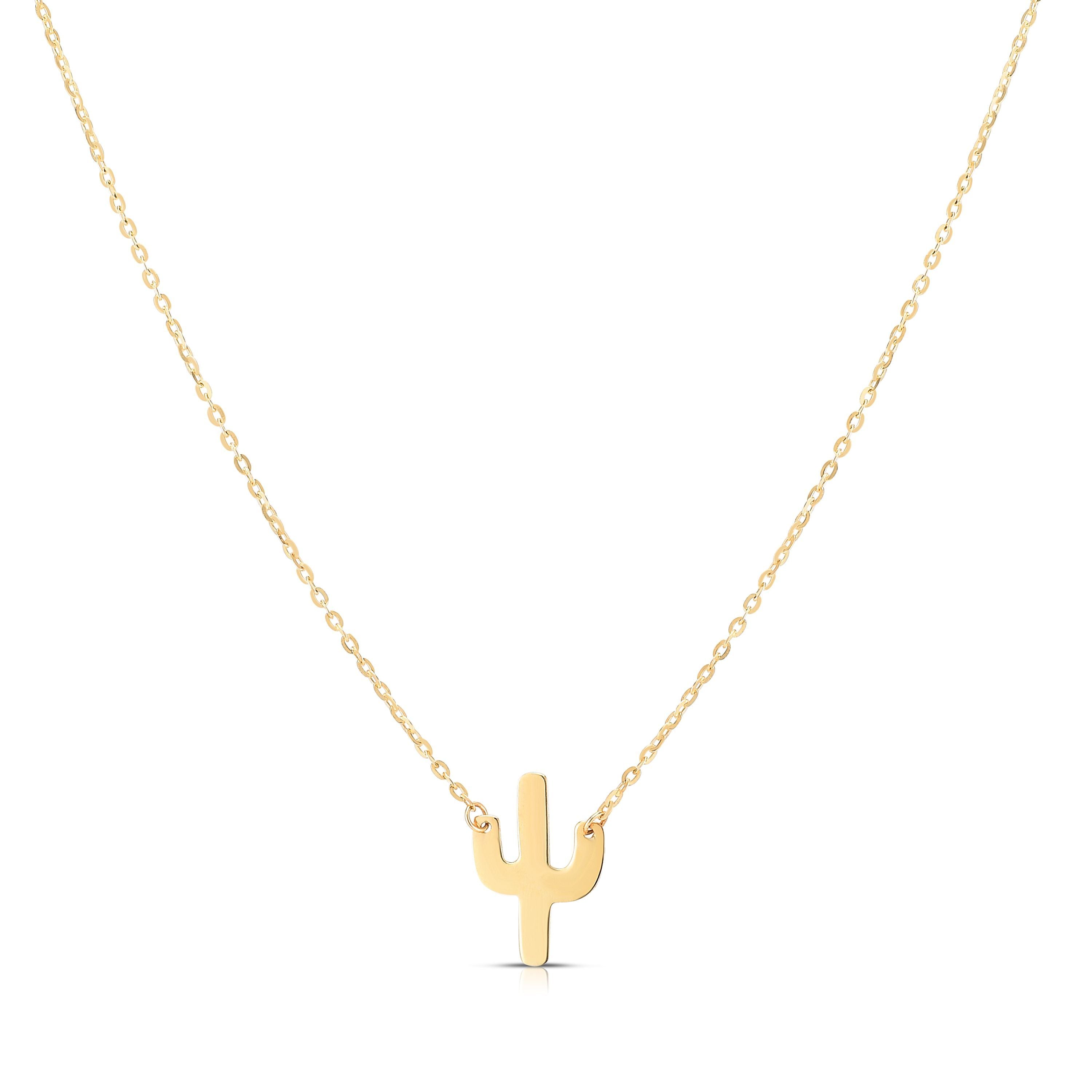 14k Minimalist Solid Gold Cactus Lover Necklace, Earrings or Necklace and Earrings Combo