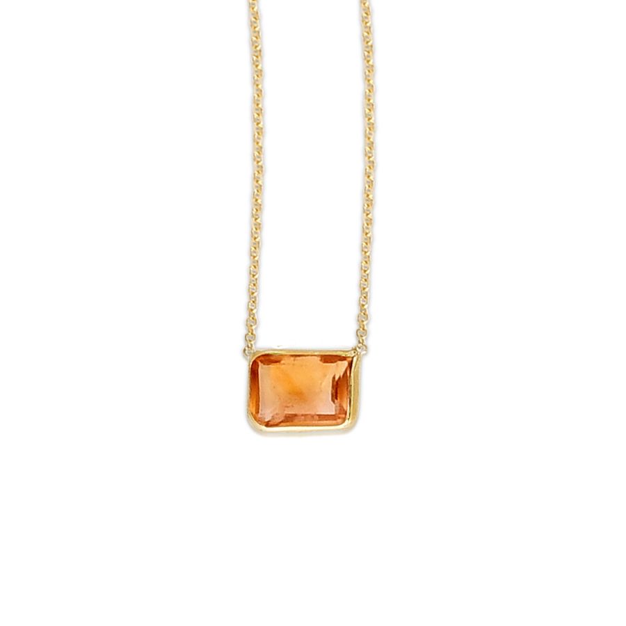 14k Minimalist Solid Yellow Gold Solitaire Gemstone Necklace