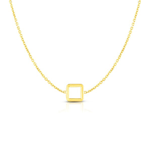 Minimalist Solid Gold Square Necklace or Earrings or Sets made of 14k Solid Yellow Gold - wingroupjewelry