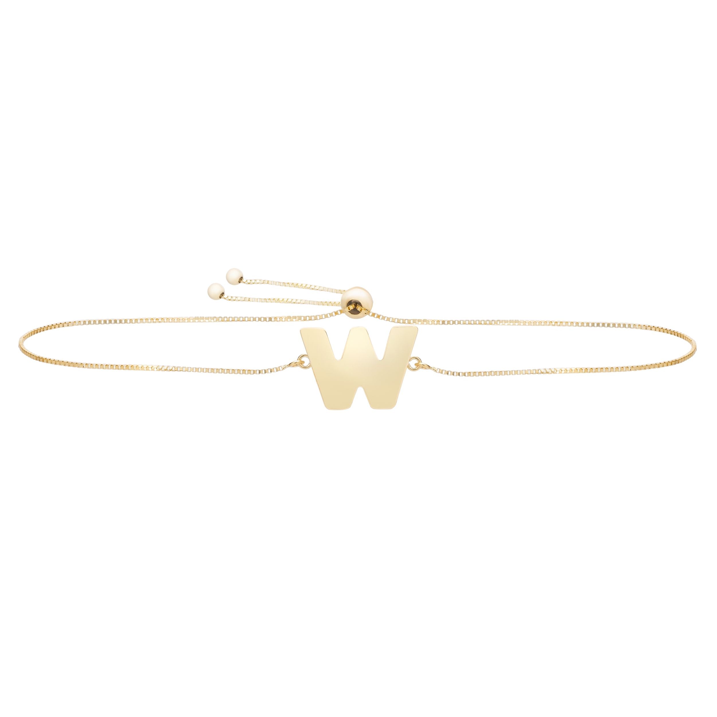 Polished Initial Alphabet Adjustable Bracelet with Draw String Clasp - wingroupjewelry