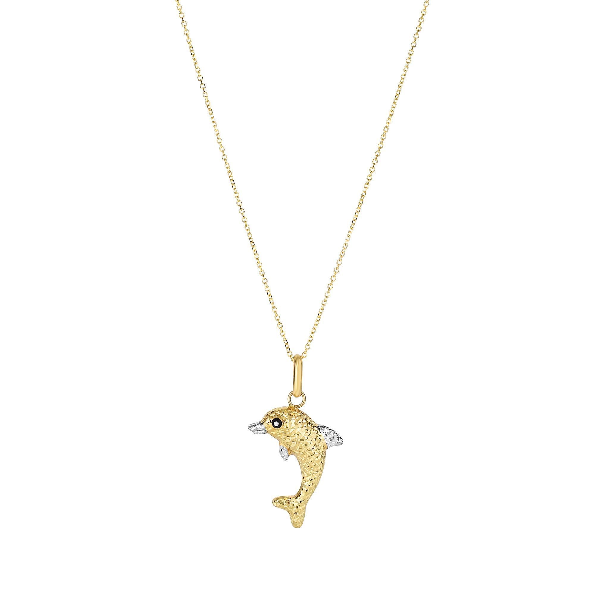 Minimalist Solid Gold Dolphin Necklace - wingroupjewelry